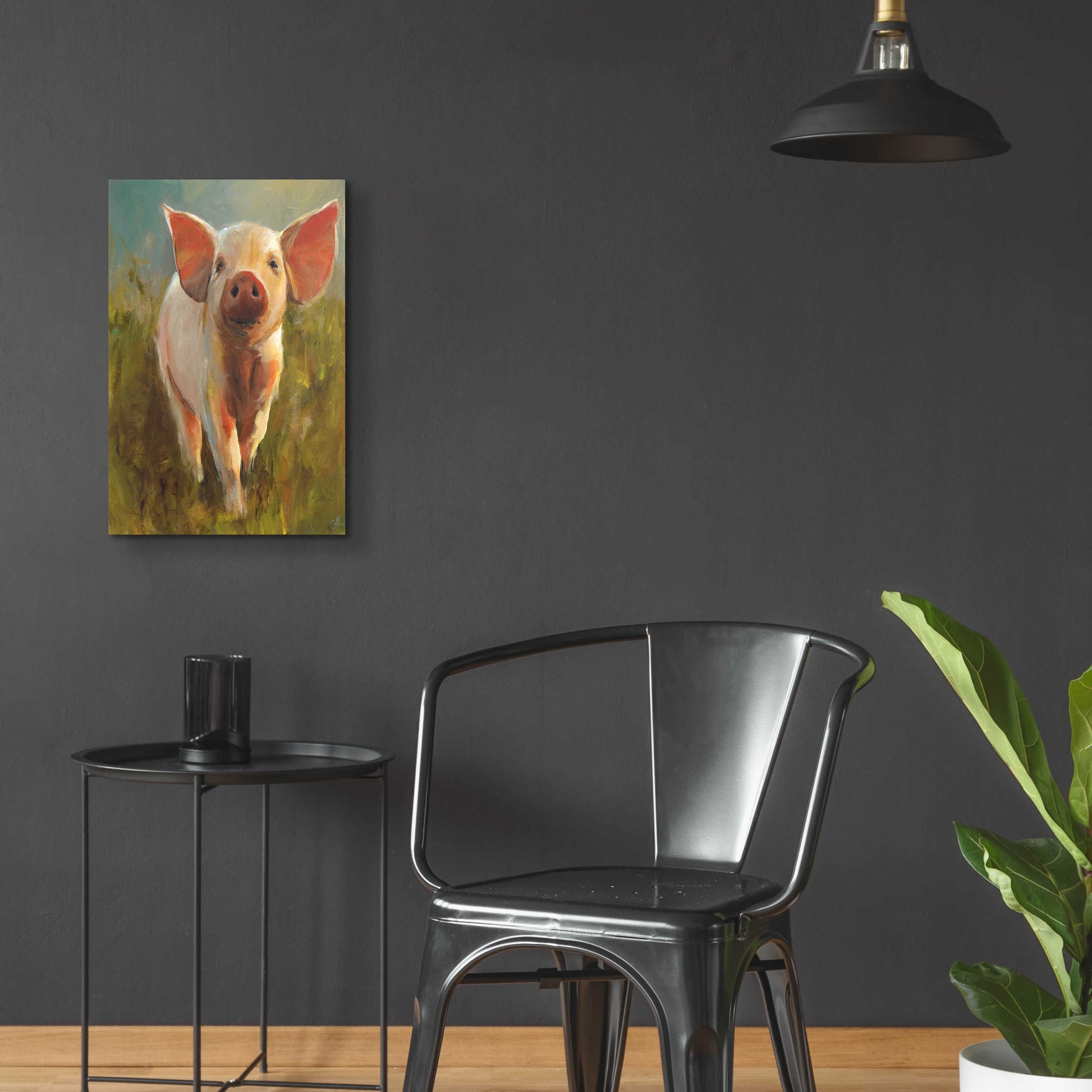 Epic Art 'Morning Pig' by Cari J Humphry, Acrylic Glass Wall Art,16x24