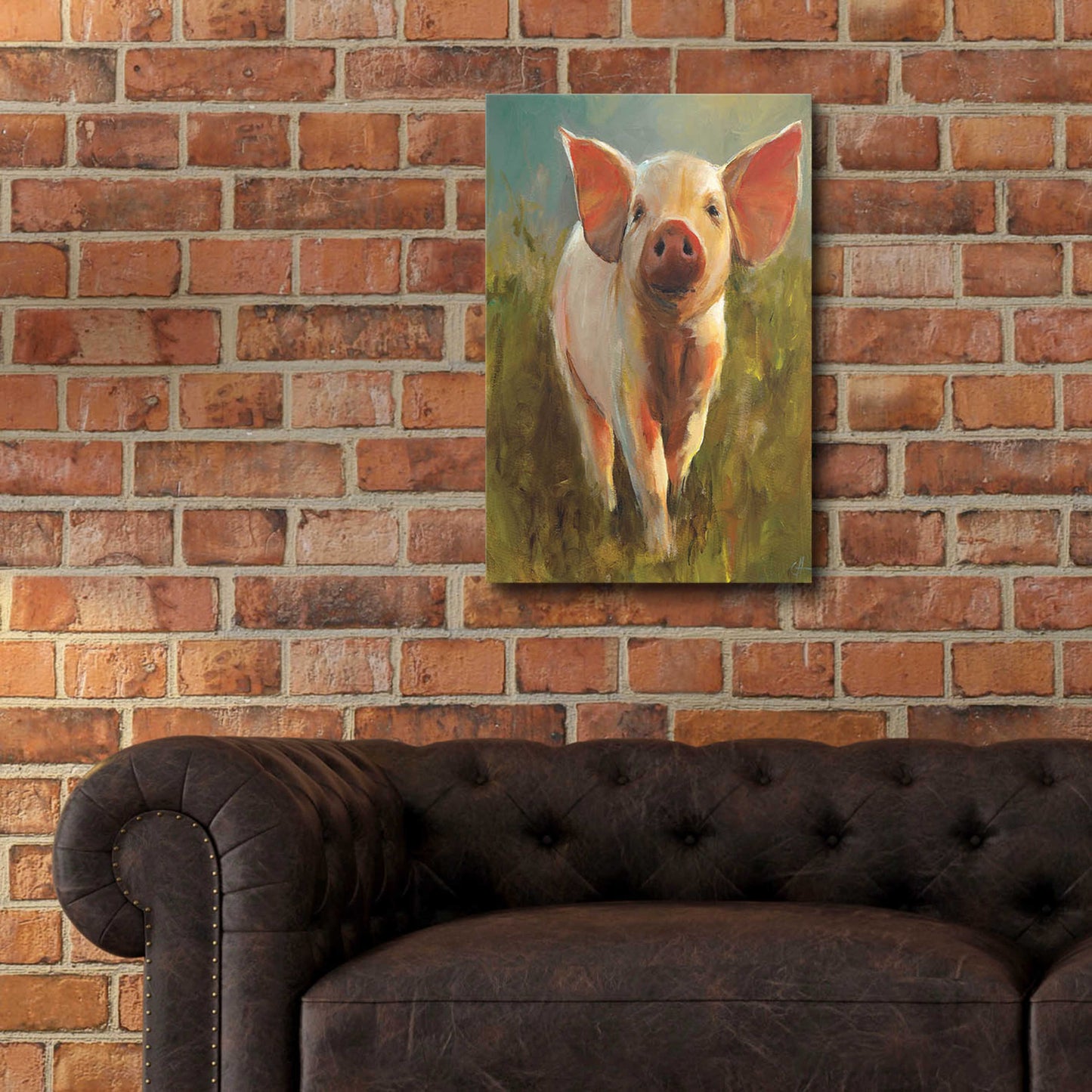 Epic Art 'Morning Pig' by Cari J Humphry, Acrylic Glass Wall Art,16x24