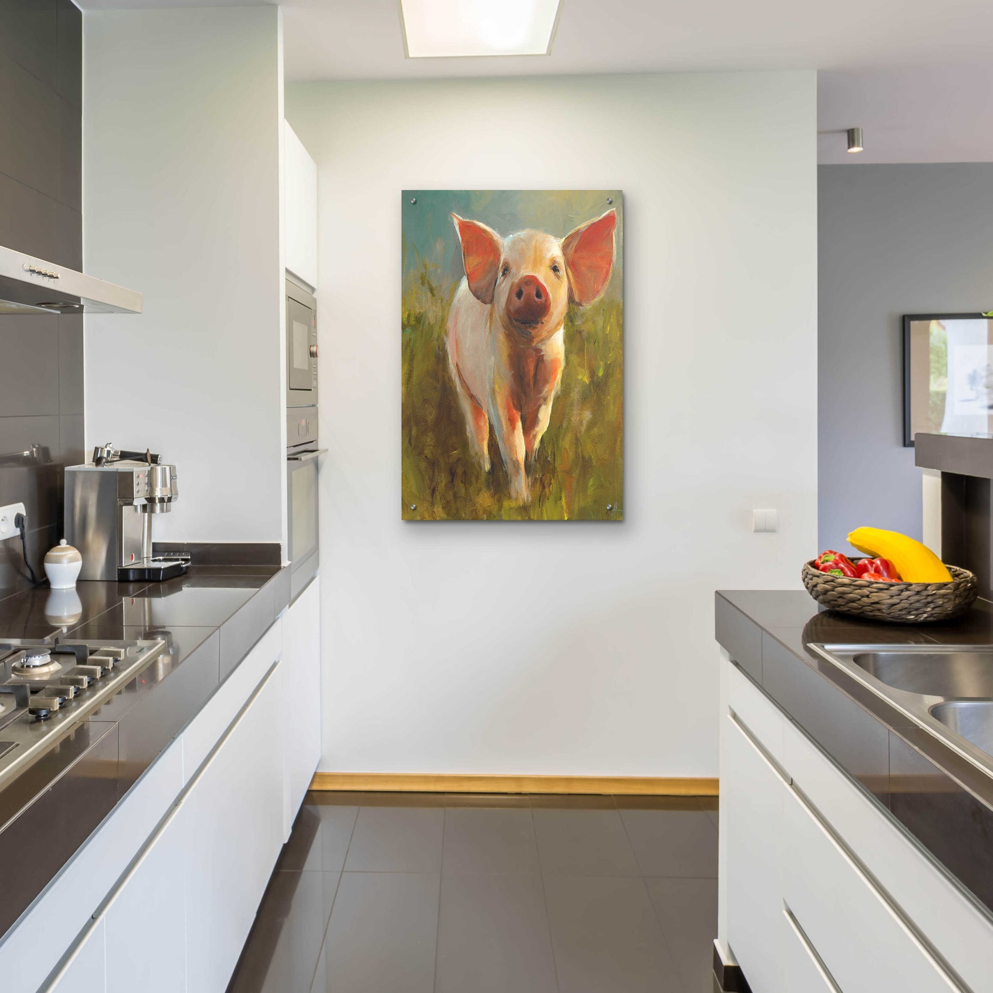 Epic Art 'Morning Pig' by Cari J Humphry, Acrylic Glass Wall Art,24x36