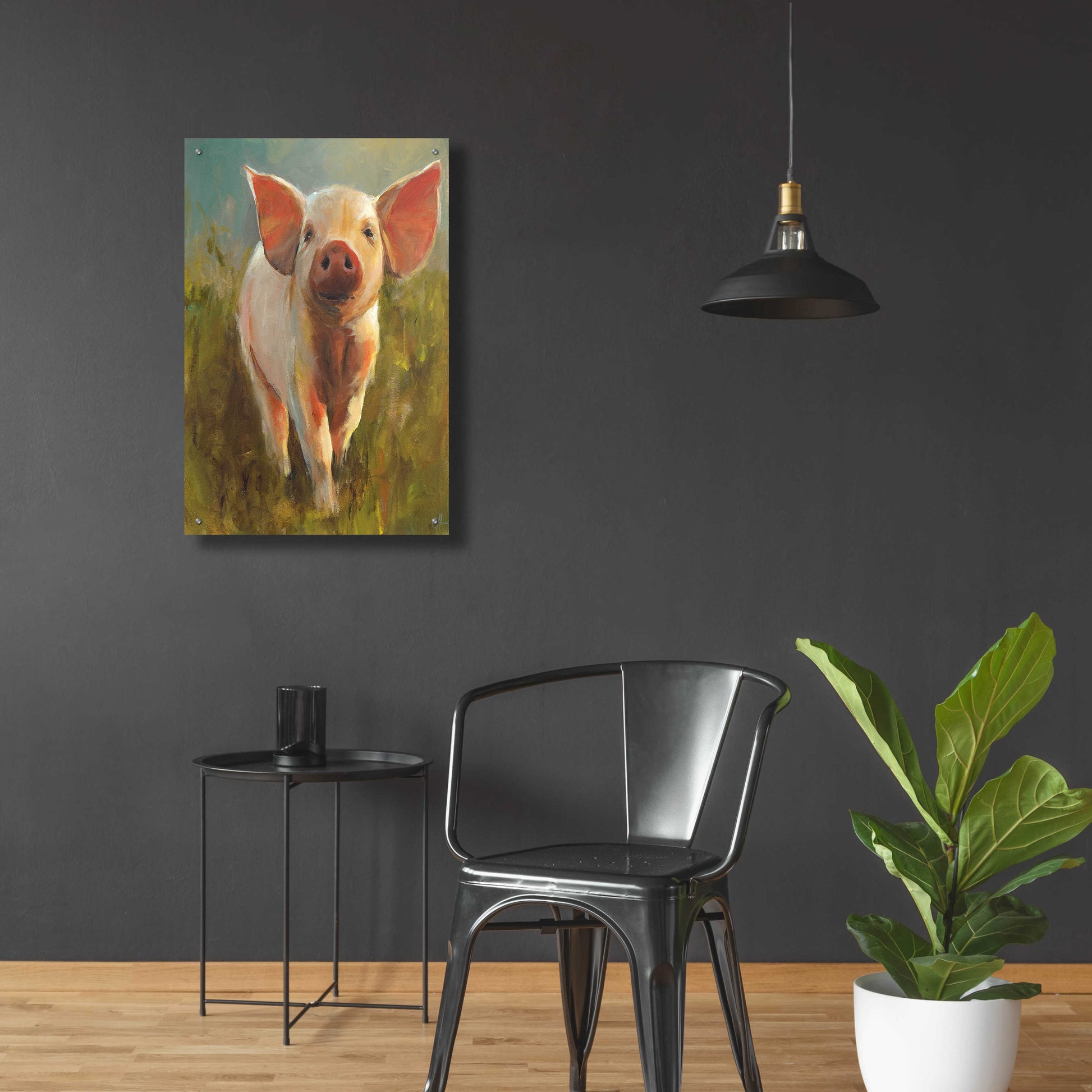 Epic Art 'Morning Pig' by Cari J Humphry, Acrylic Glass Wall Art,24x36