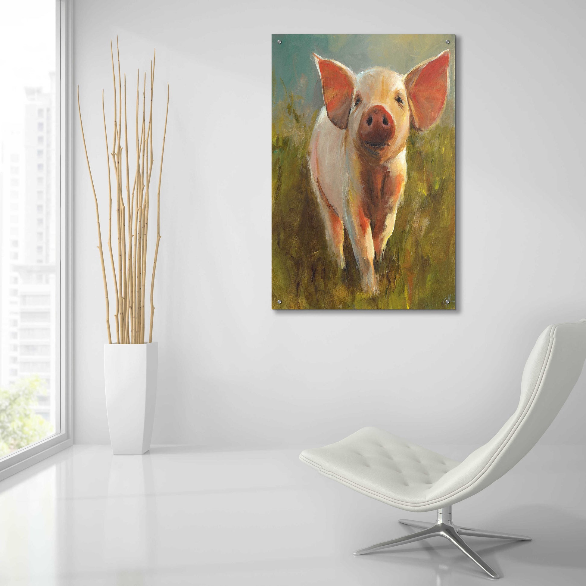 Epic Art 'Morning Pig' by Cari J Humphry, Acrylic Glass Wall Art,24x36