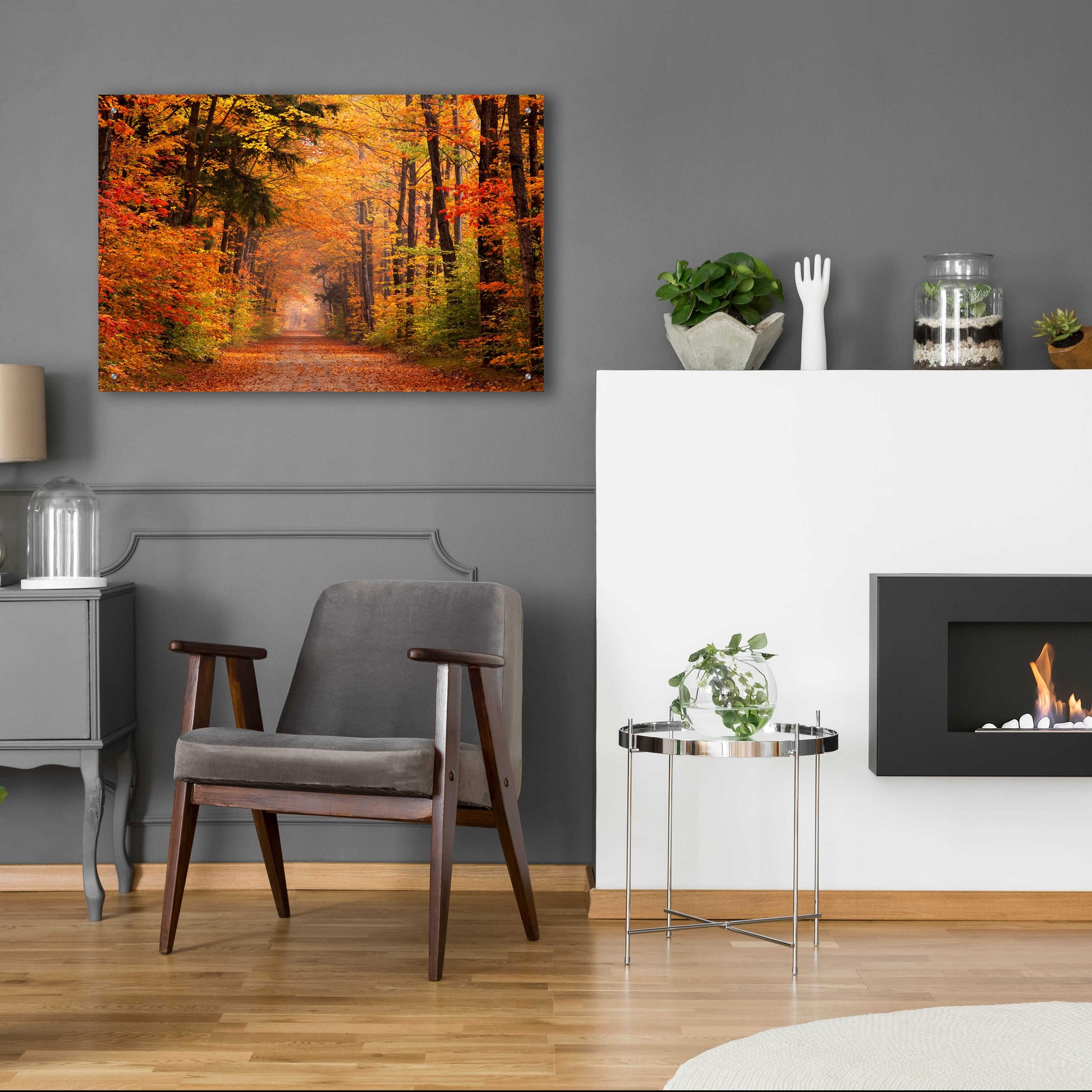 Epic Art 'Autumn Road' by David Hammond, Acrylic Glass Wall Art,36x24