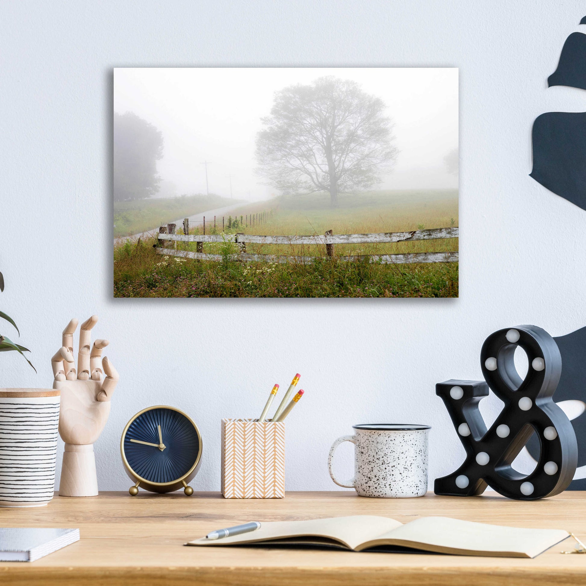 Epic Art 'Foggy Rural Scene' by David Hammond, Acrylic Glass Wall Art,16x12