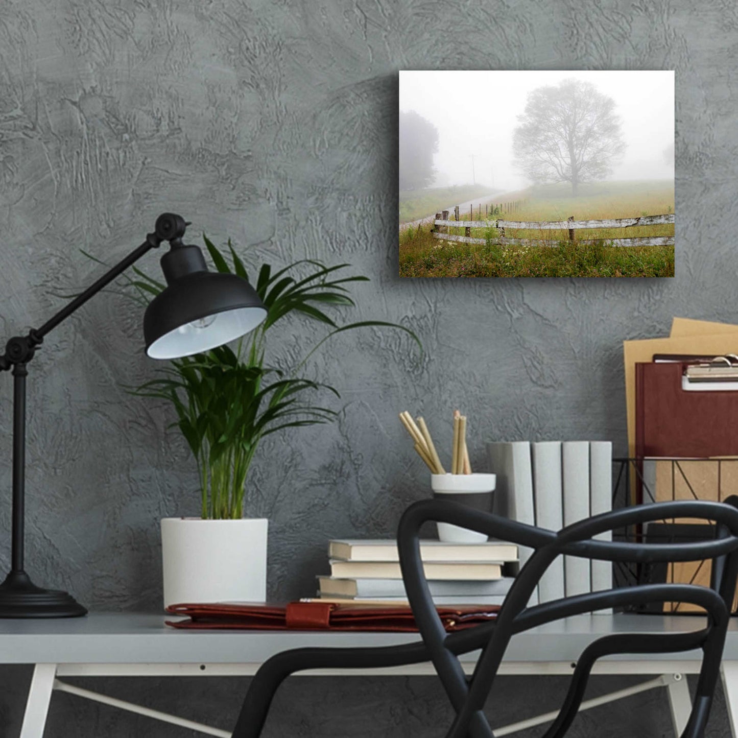 Epic Art 'Foggy Rural Scene' by David Hammond, Acrylic Glass Wall Art,16x12