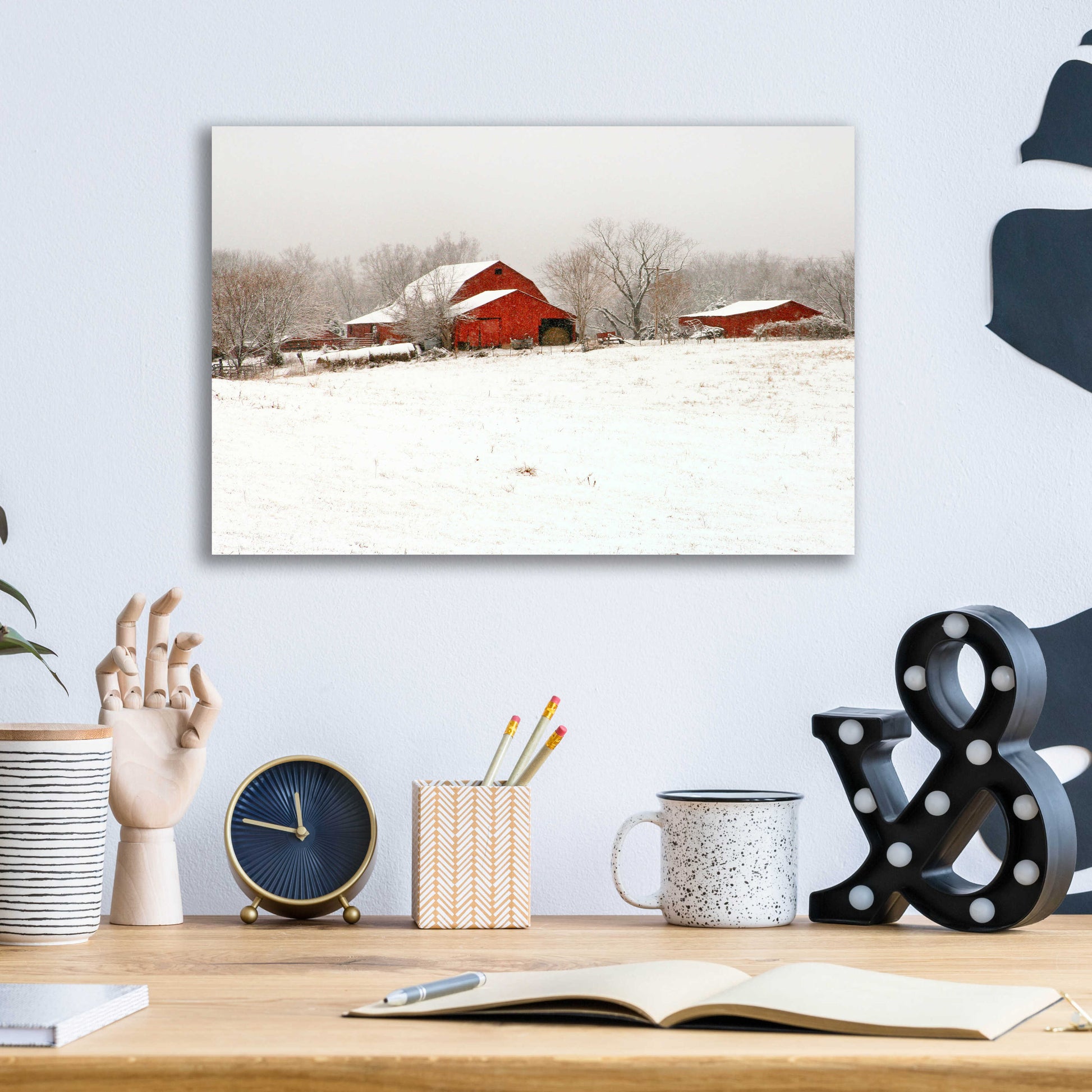 Epic Art 'Union Co. Barn & Snow' by David Hammond, Acrylic Glass Wall Art,16x12