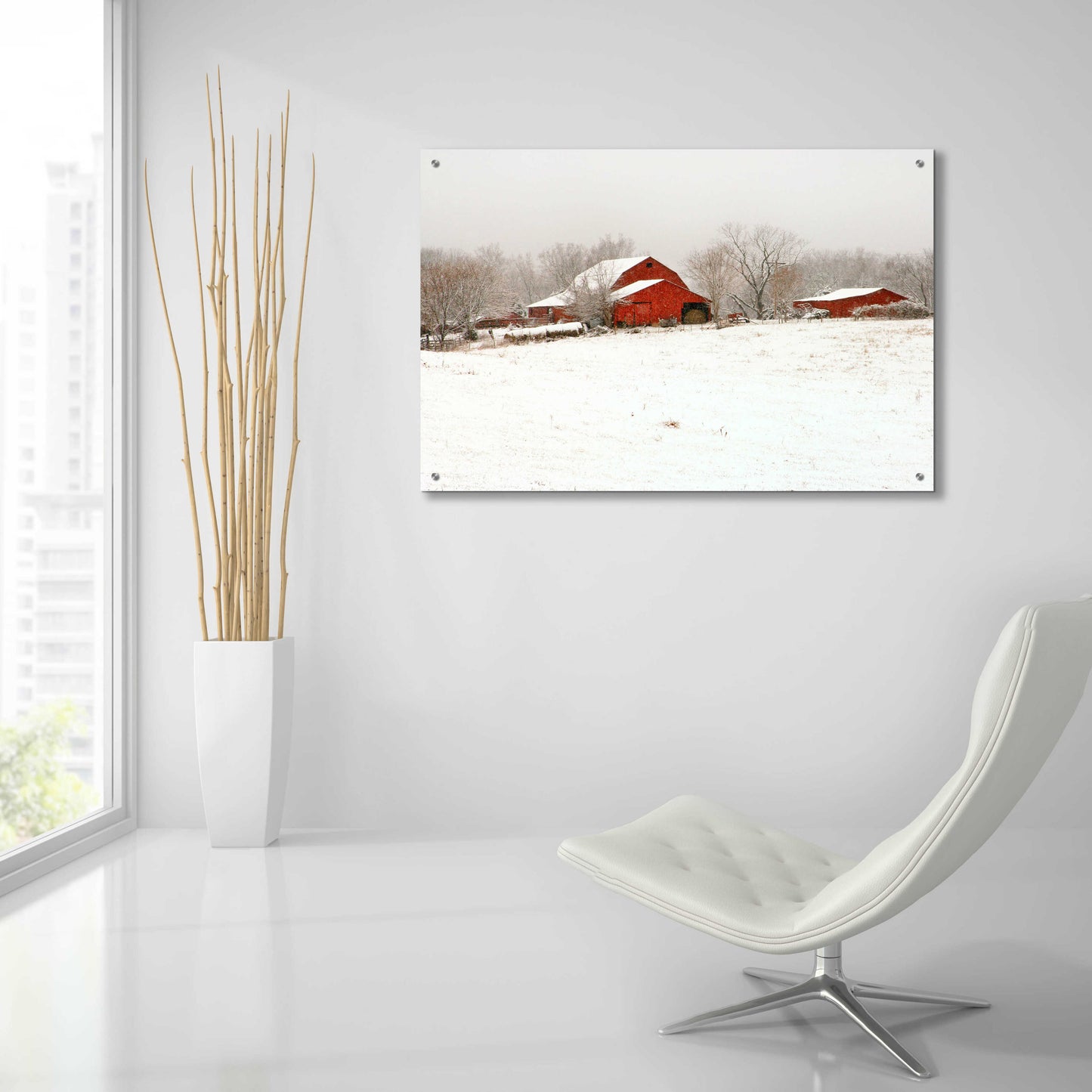 Epic Art 'Union Co. Barn & Snow' by David Hammond, Acrylic Glass Wall Art,36x24