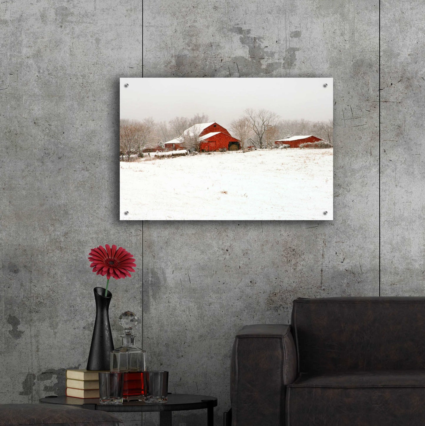 Epic Art 'Union Co. Barn & Snow' by David Hammond, Acrylic Glass Wall Art,36x24