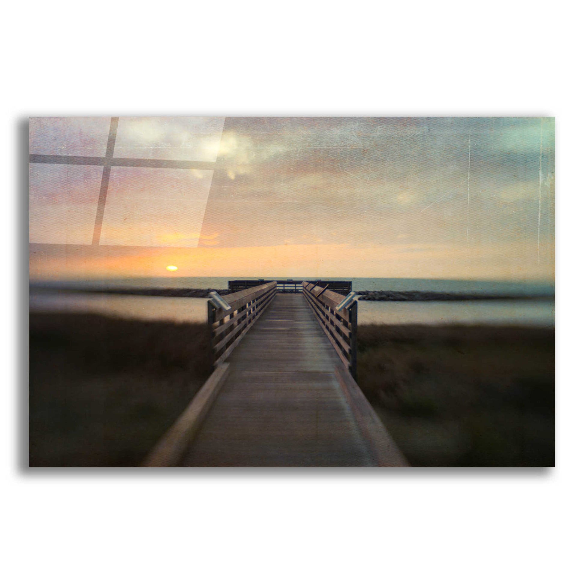 Epic Art 'Sunset Pier' by Dawn D Hanna, Acrylic Glass Wall Art,16x12