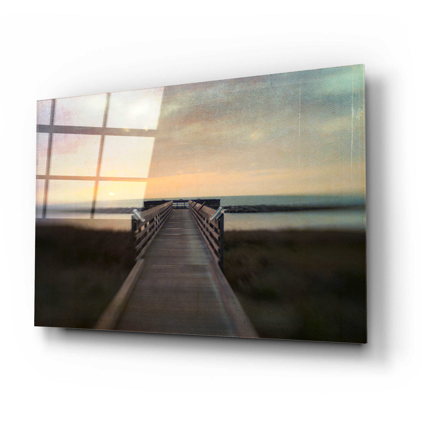 Epic Art 'Sunset Pier' by Dawn D Hanna, Acrylic Glass Wall Art,24x16