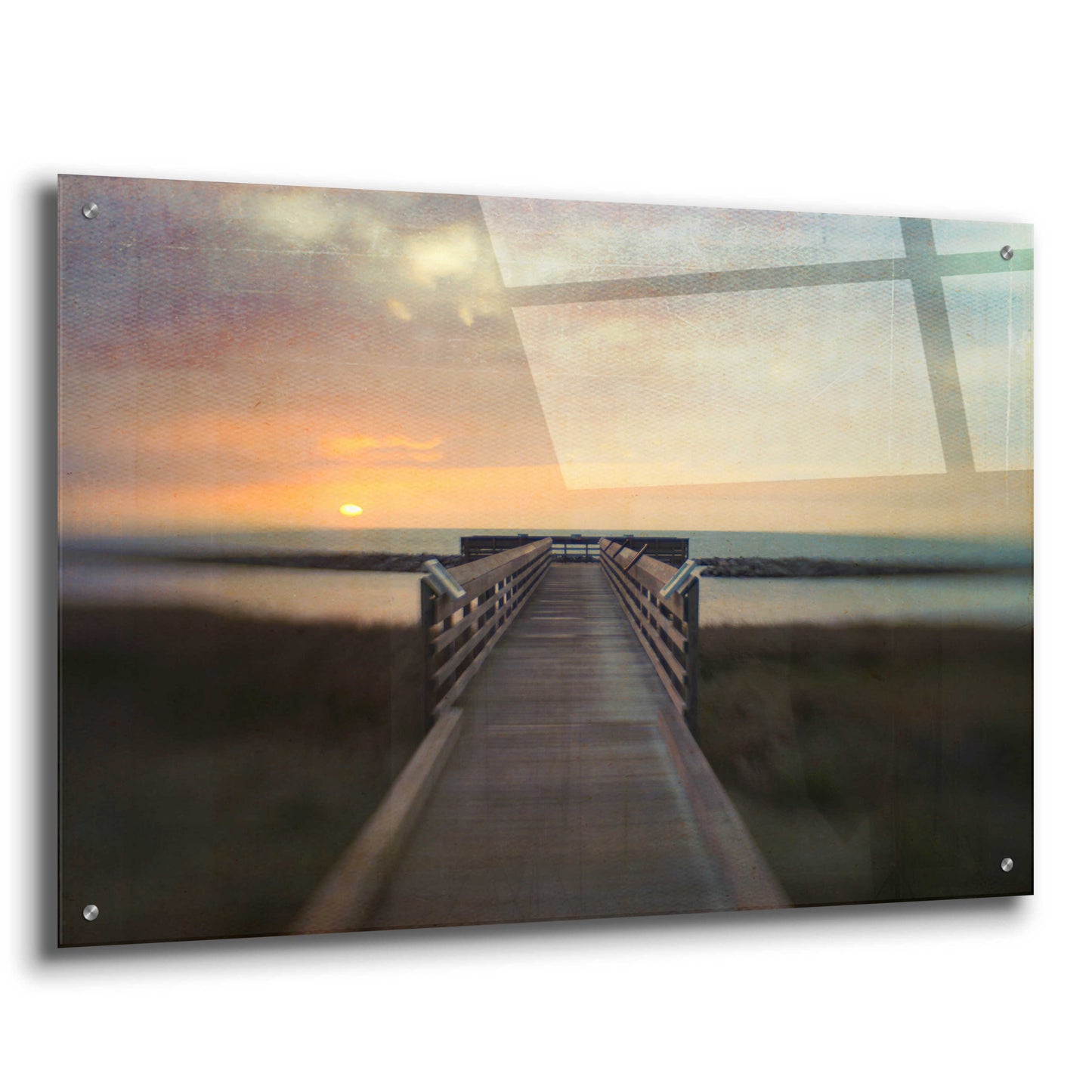 Epic Art 'Sunset Pier' by Dawn D Hanna, Acrylic Glass Wall Art,36x24