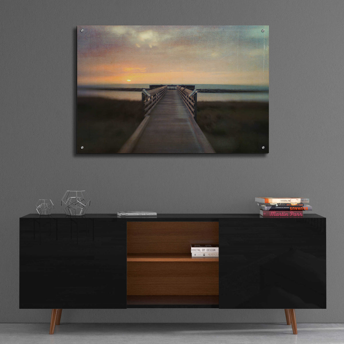 Epic Art 'Sunset Pier' by Dawn D Hanna, Acrylic Glass Wall Art,36x24