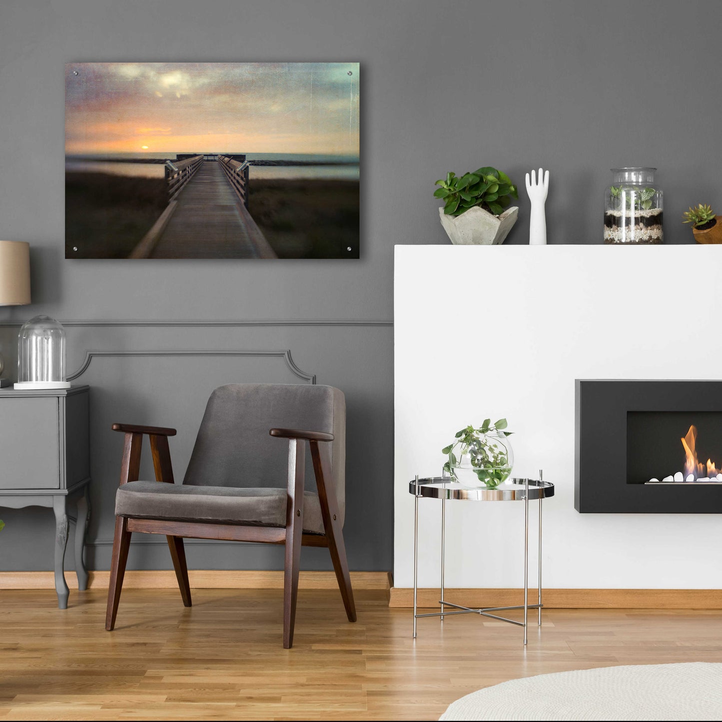 Epic Art 'Sunset Pier' by Dawn D Hanna, Acrylic Glass Wall Art,36x24