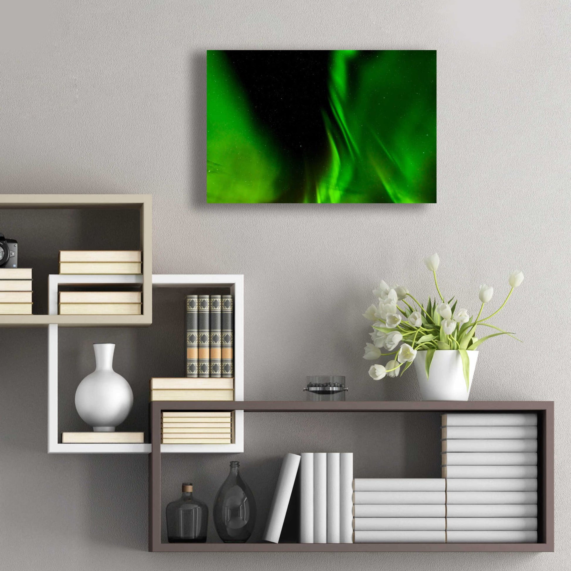 Epic Art 'A Beautiful Green Aurora Borealis' by Epic Portfolio, Acrylic Glass Wall Art,24x16