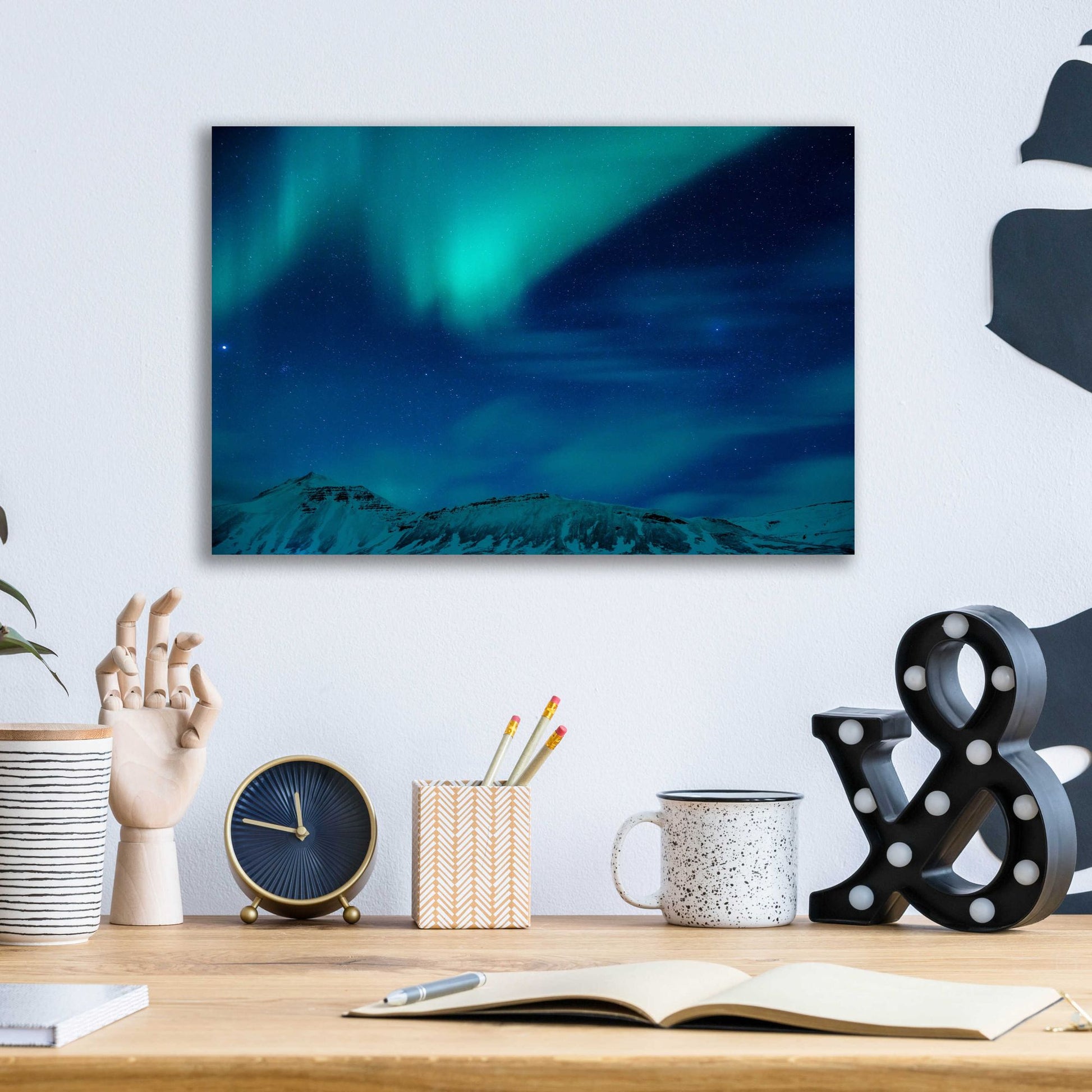 Epic Art 'Amazing Northern Lights Blue' by Epic Portfolio, Acrylic Glass Wall Art,16x12