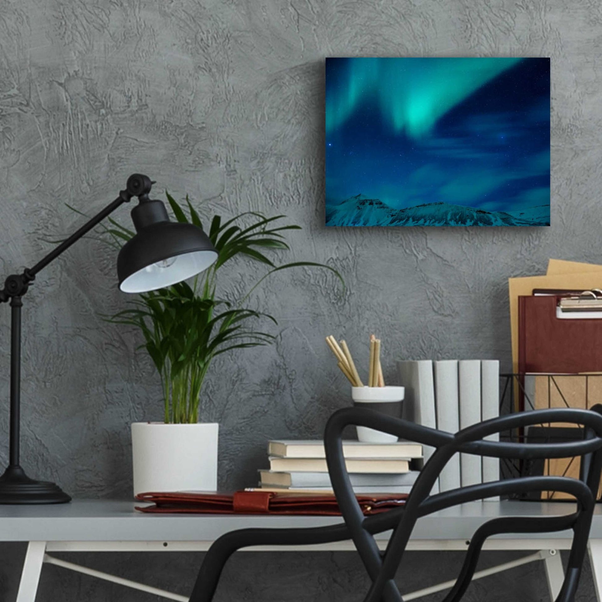 Epic Art 'Amazing Northern Lights Blue' by Epic Portfolio, Acrylic Glass Wall Art,16x12