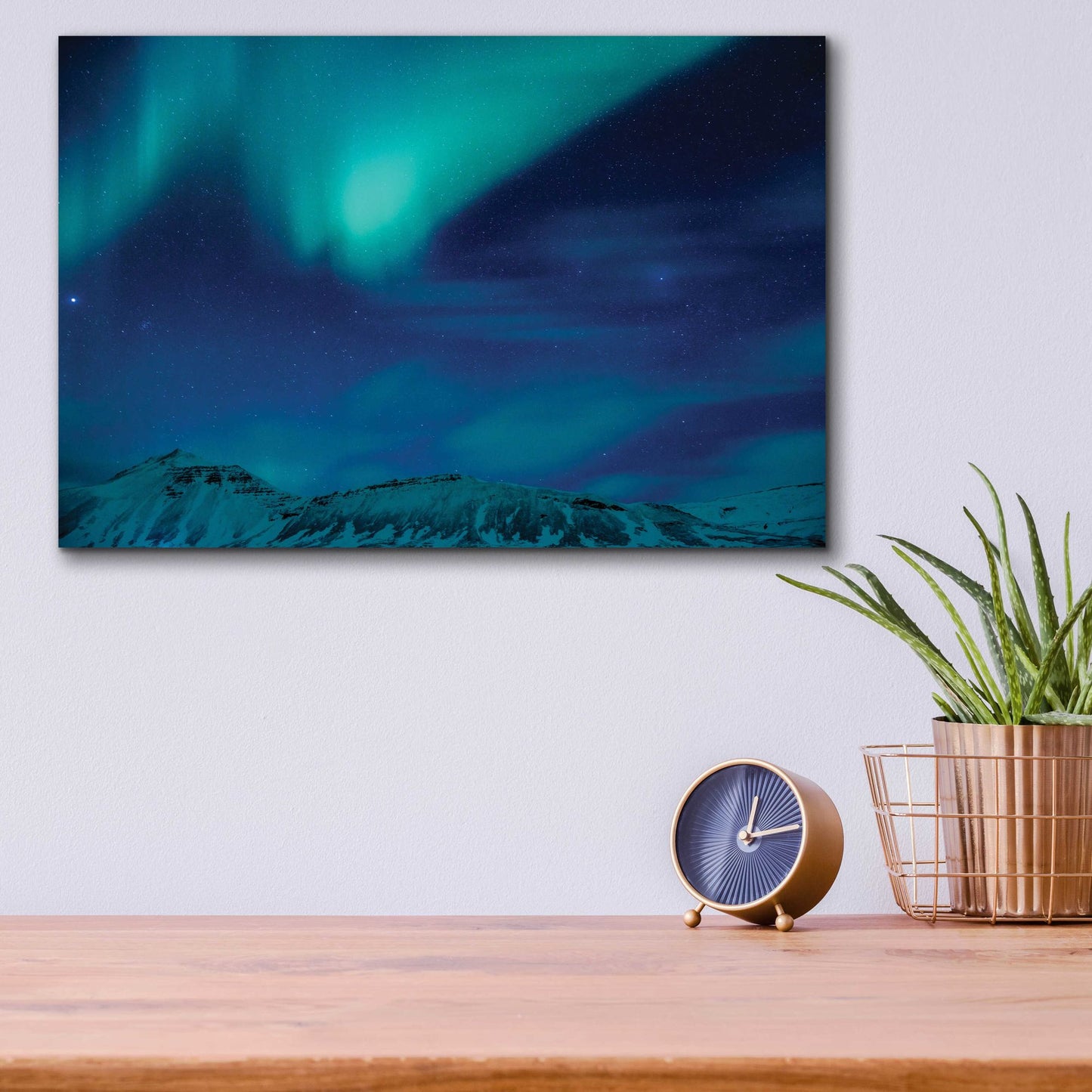 Epic Art 'Amazing Northern Lights Blue' by Epic Portfolio, Acrylic Glass Wall Art,16x12