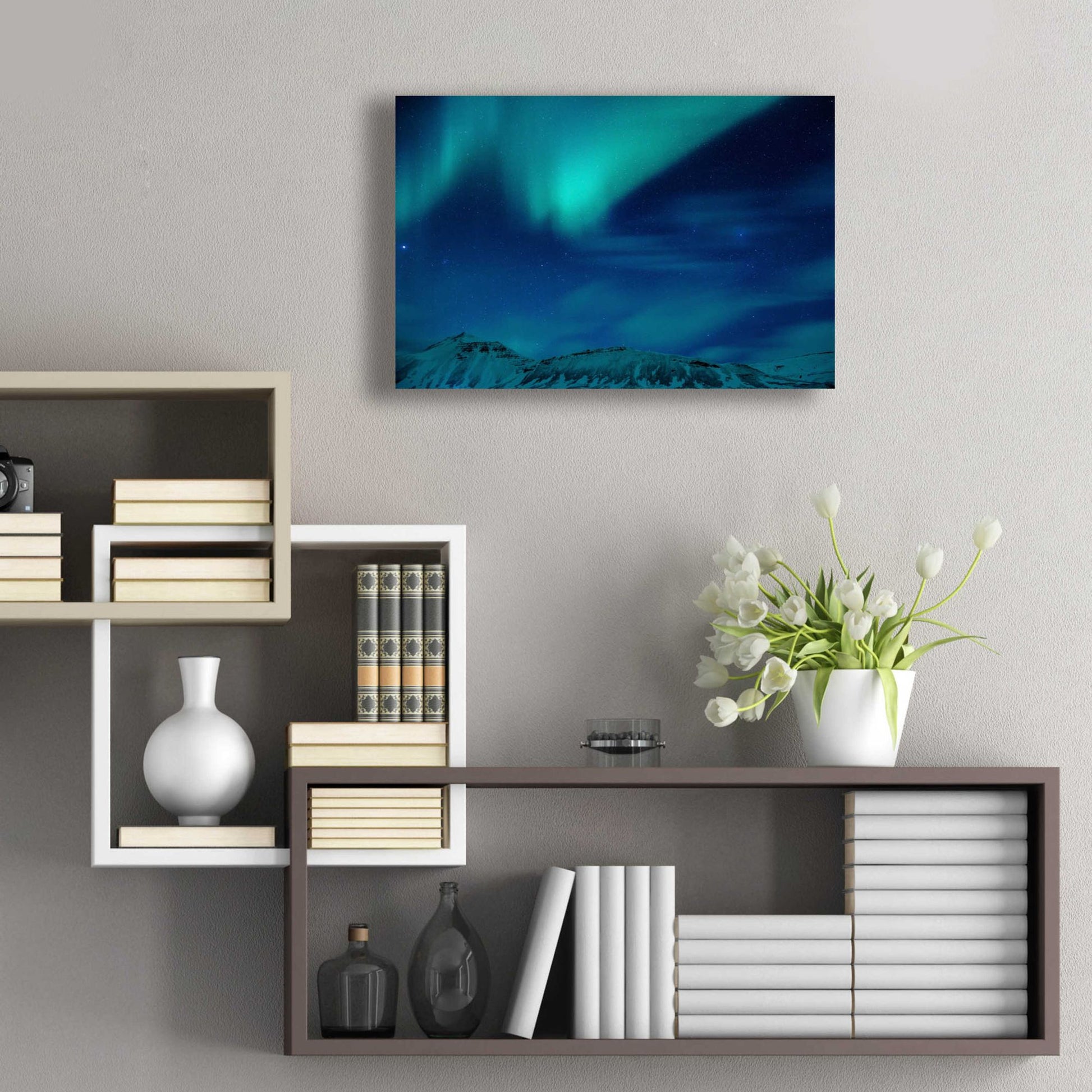 Epic Art 'Amazing Northern Lights Blue' by Epic Portfolio, Acrylic Glass Wall Art,24x16