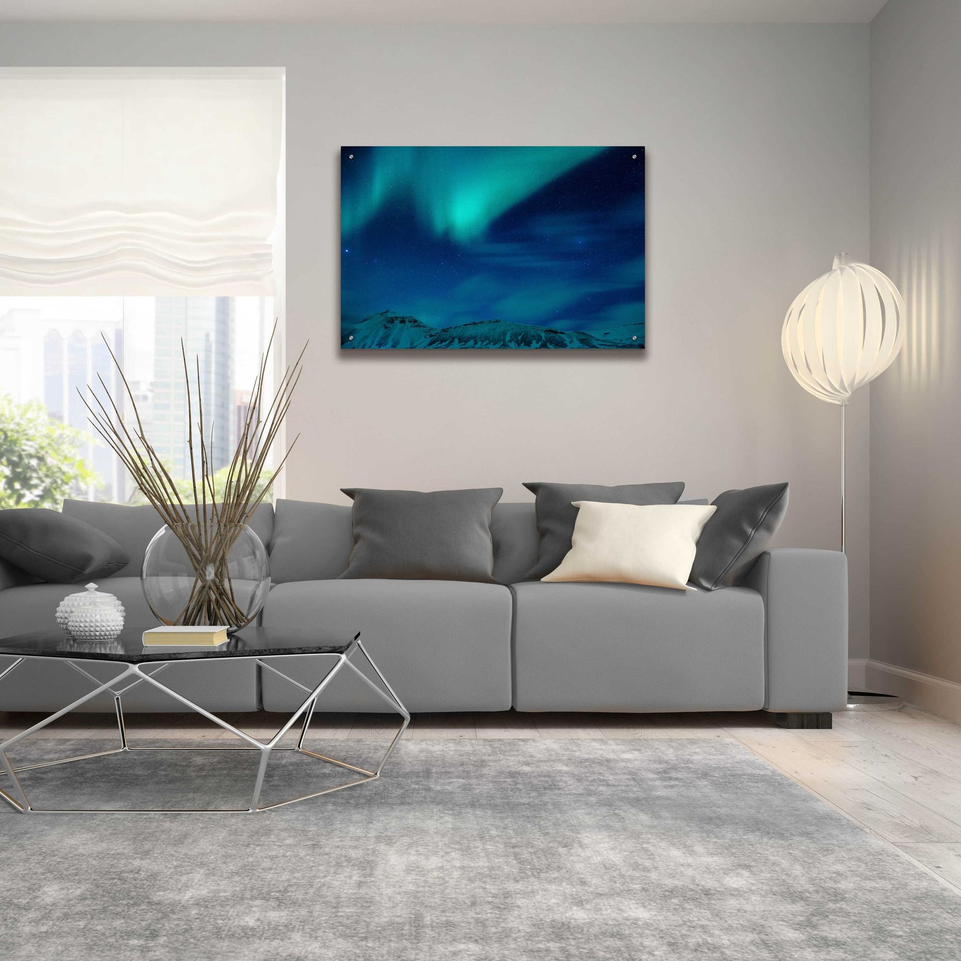 Epic Art 'Amazing Northern Lights Blue' by Epic Portfolio, Acrylic Glass Wall Art,36x24