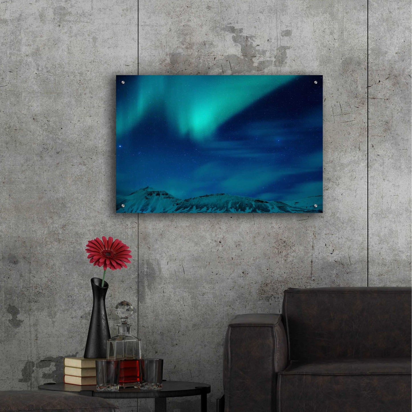 Epic Art 'Amazing Northern Lights Blue' by Epic Portfolio, Acrylic Glass Wall Art,36x24