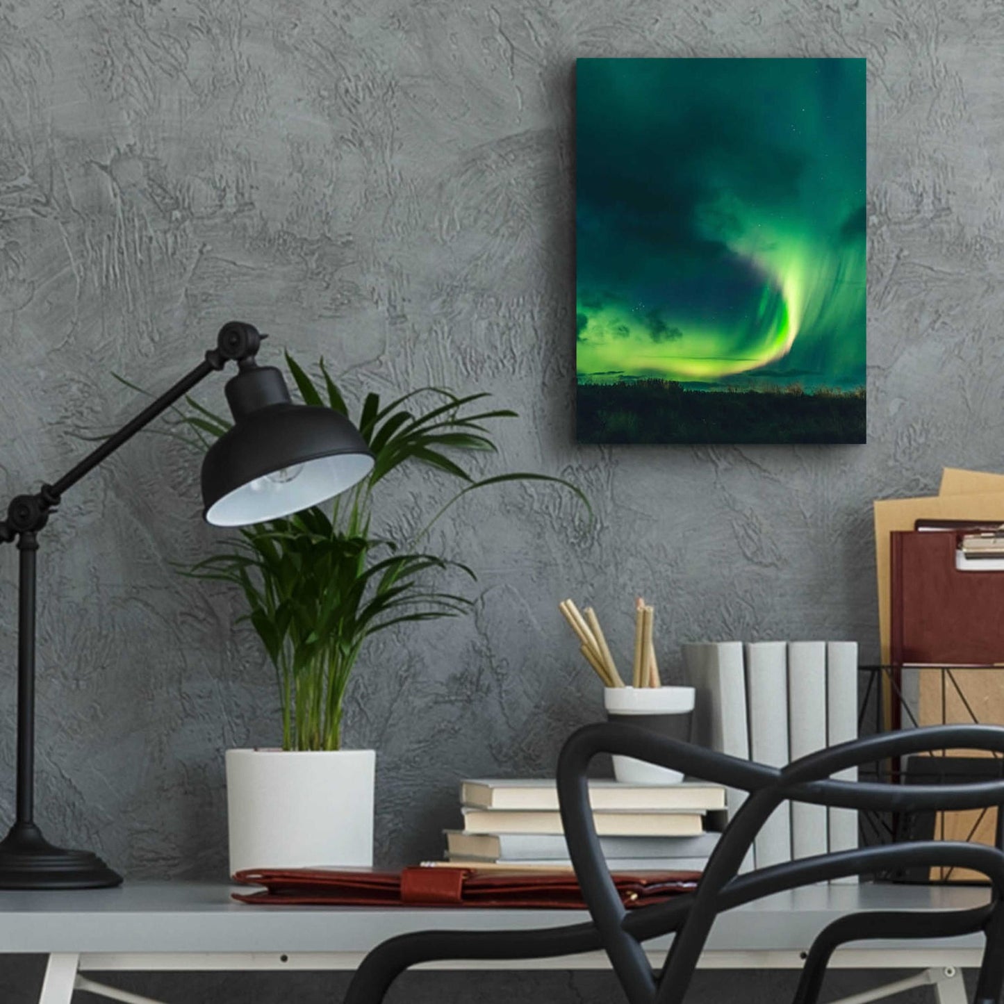 Epic Art 'Amazing Northern Lights Green' by Epic Portfolio, Acrylic Glass Wall Art,12x16