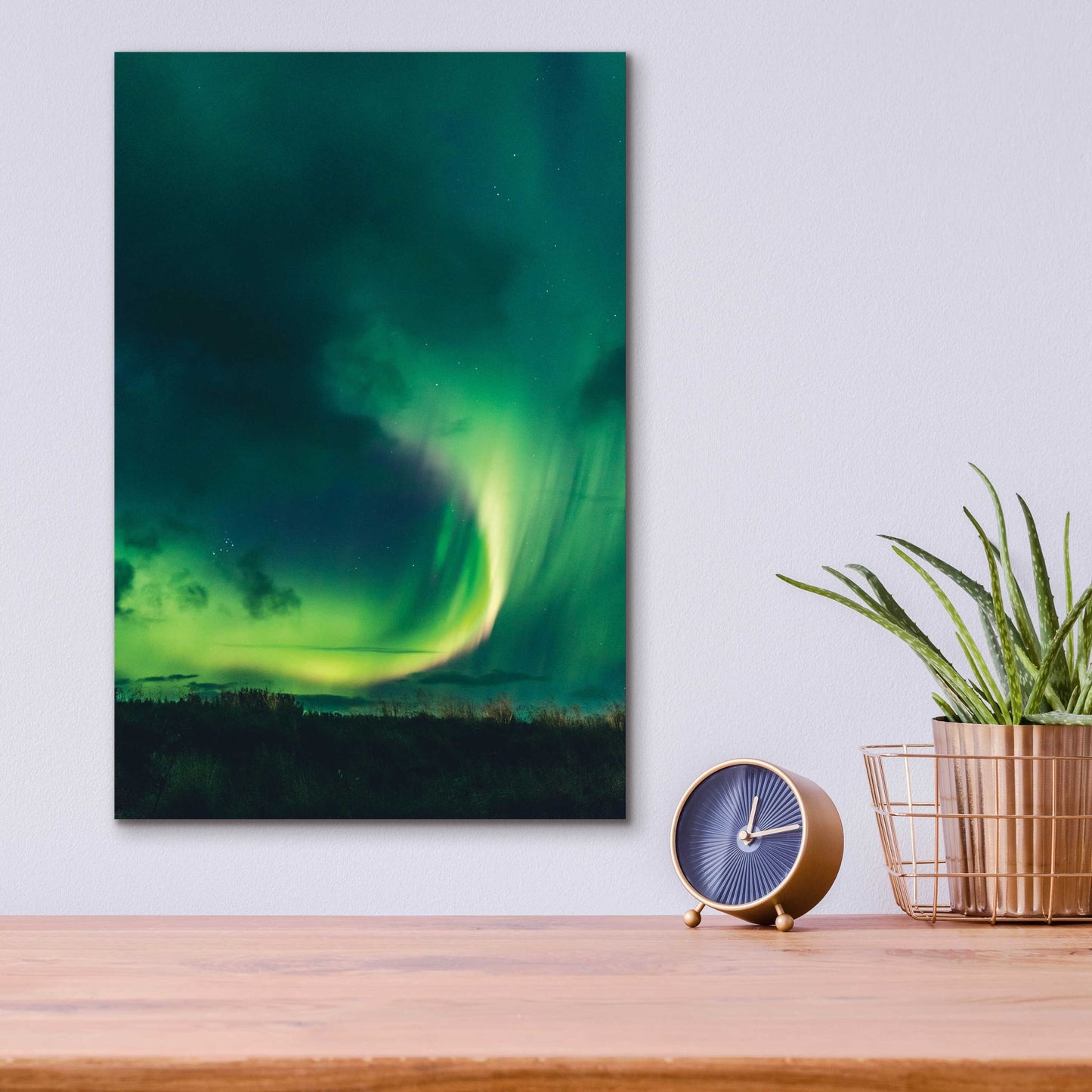 Epic Art 'Amazing Northern Lights Green' by Epic Portfolio, Acrylic Glass Wall Art,12x16