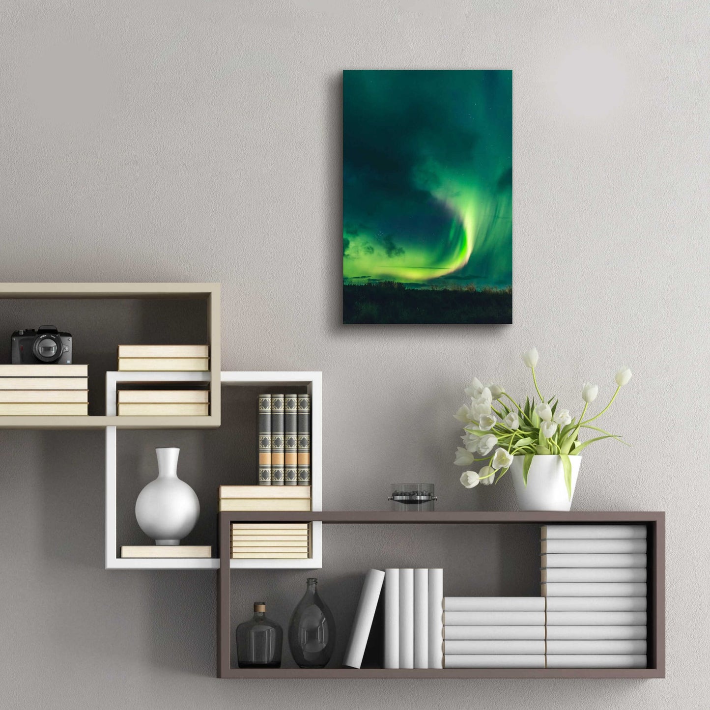 Epic Art 'Amazing Northern Lights Green' by Epic Portfolio, Acrylic Glass Wall Art,16x24