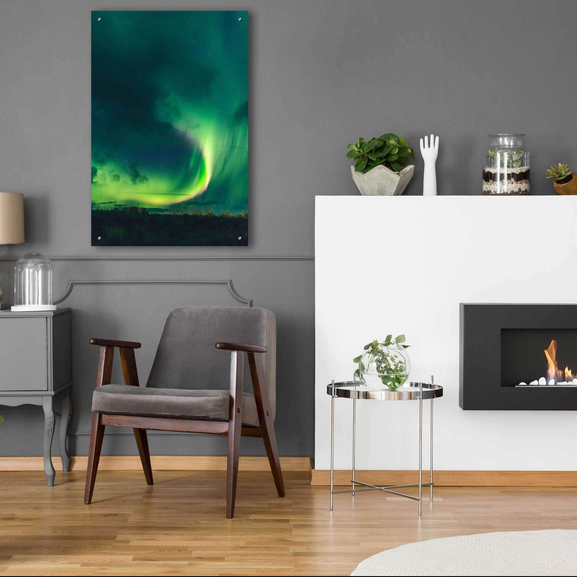 Epic Art 'Amazing Northern Lights Green' by Epic Portfolio, Acrylic Glass Wall Art,24x36