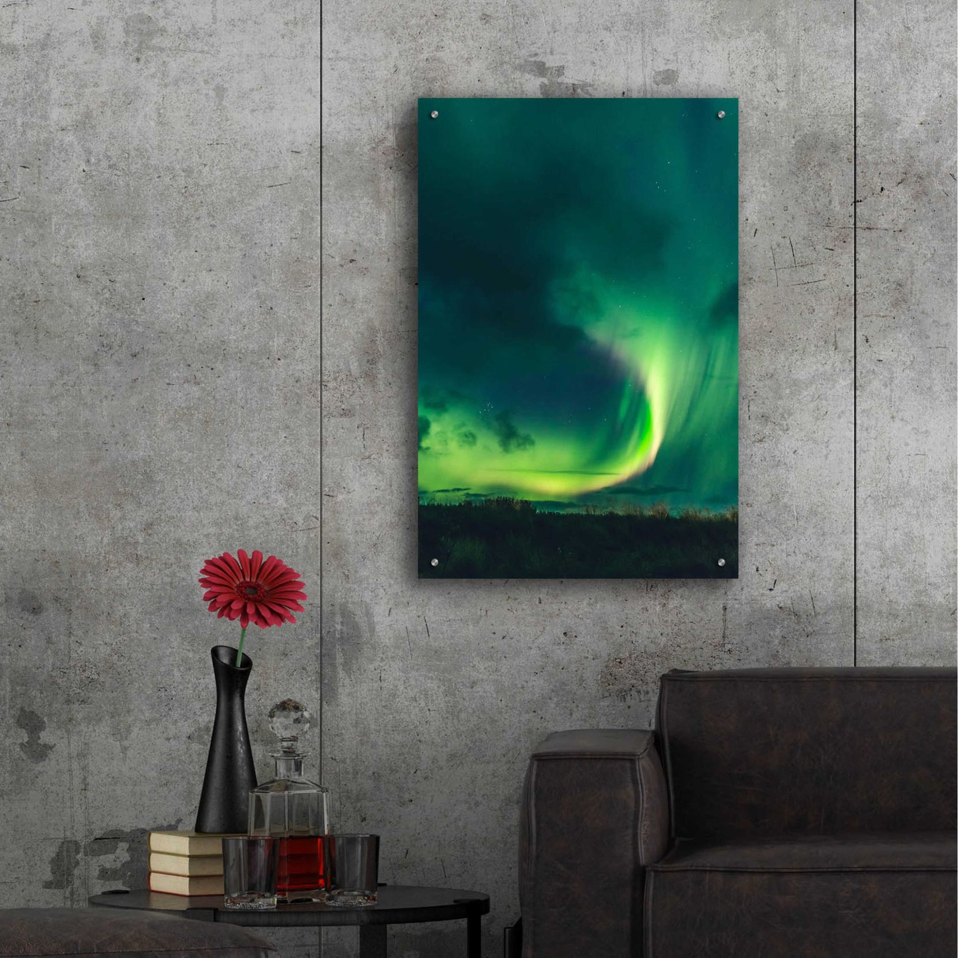 Epic Art 'Amazing Northern Lights Green' by Epic Portfolio, Acrylic Glass Wall Art,24x36