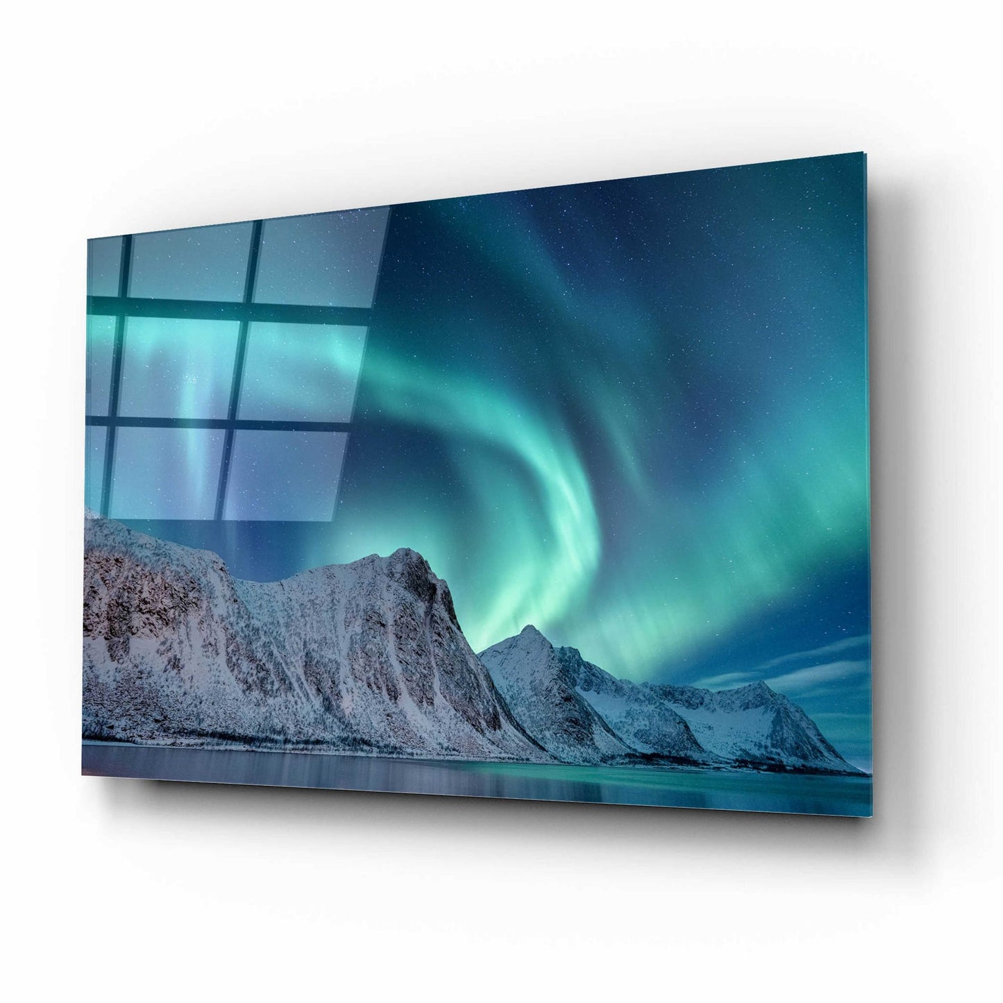 Epic Art 'Aurora Borealis In Norway Green' by Epic Portfolio, Acrylic Glass Wall Art,16x12