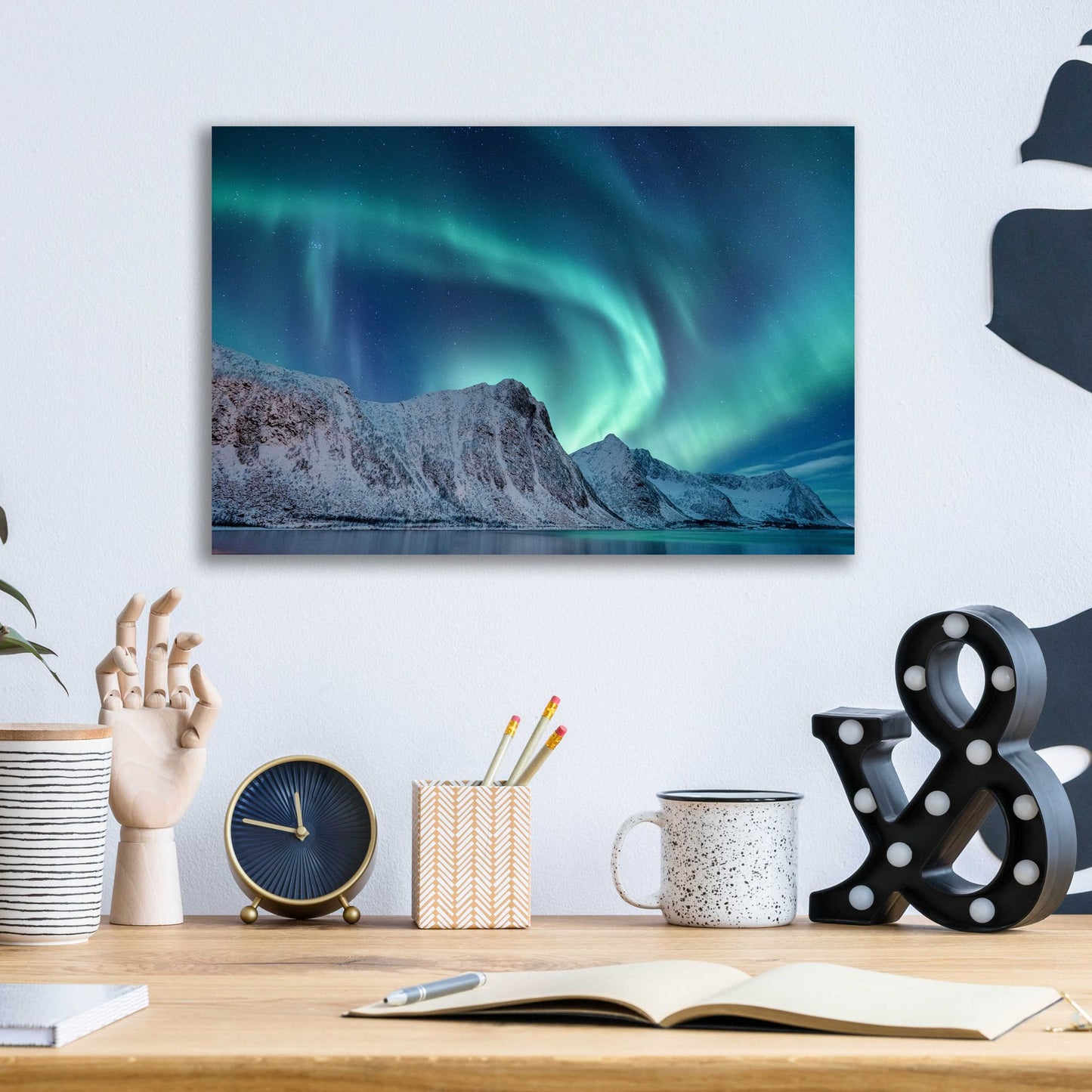 Epic Art 'Aurora Borealis In Norway Green' by Epic Portfolio, Acrylic Glass Wall Art,16x12