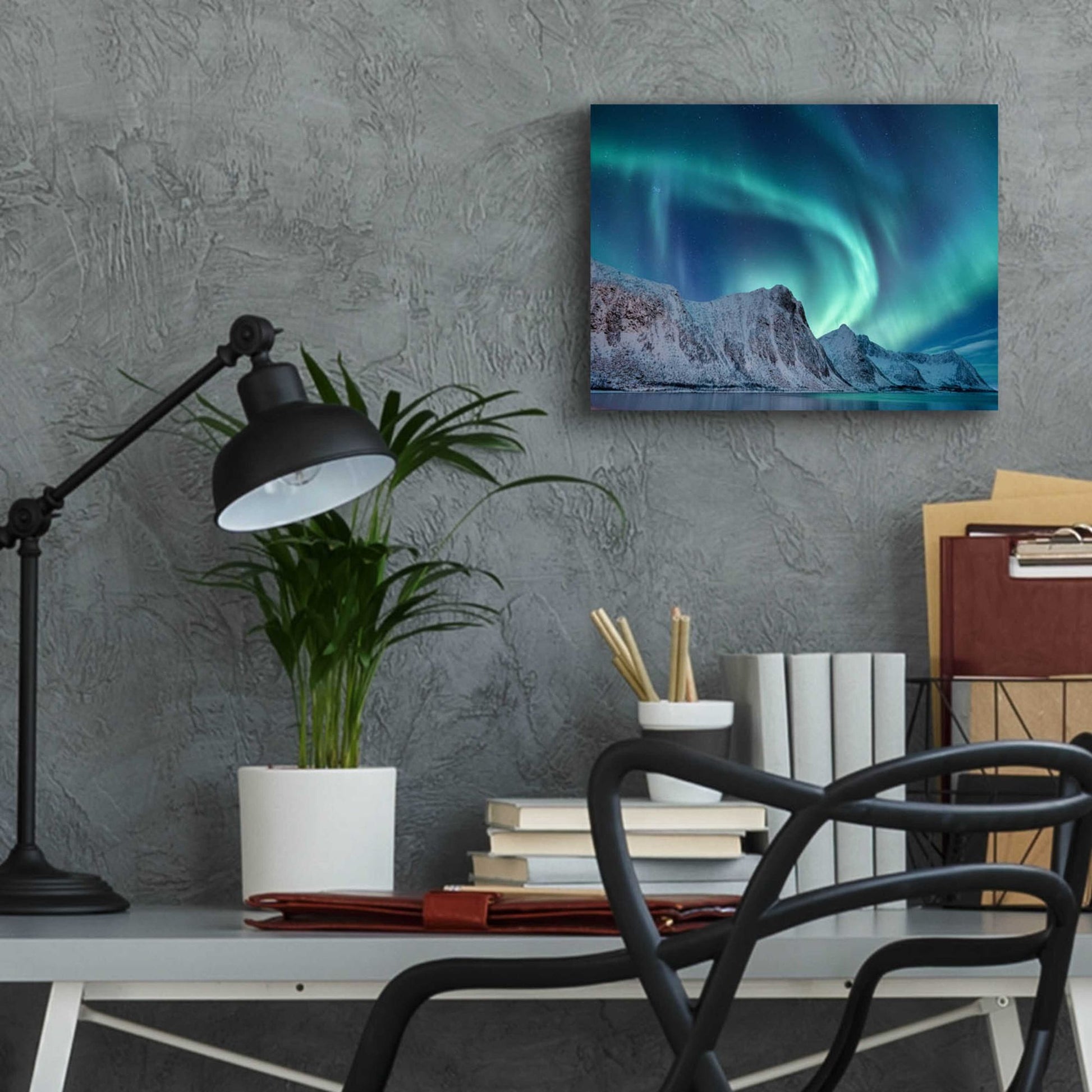 Epic Art 'Aurora Borealis In Norway Green' by Epic Portfolio, Acrylic Glass Wall Art,16x12