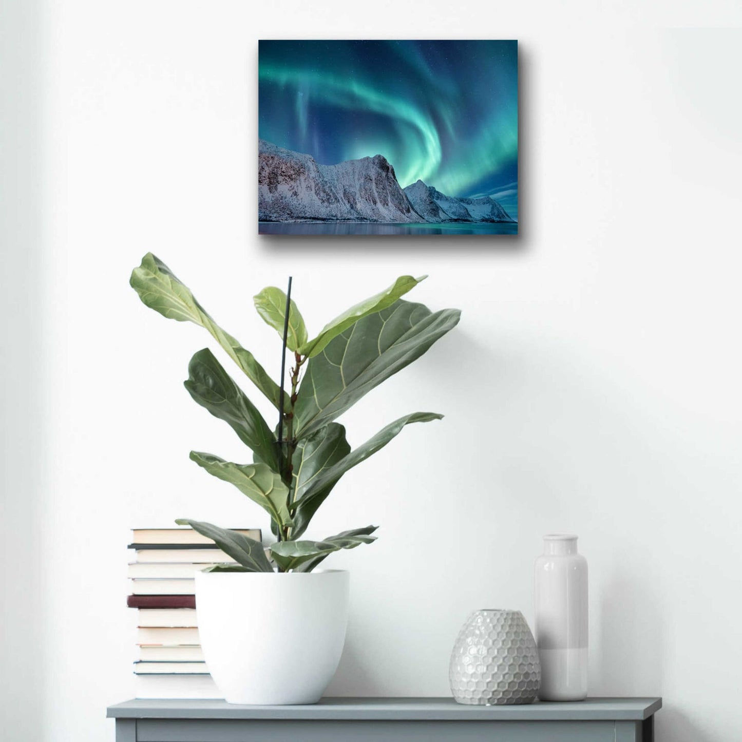 Epic Art 'Aurora Borealis In Norway Green' by Epic Portfolio, Acrylic Glass Wall Art,16x12