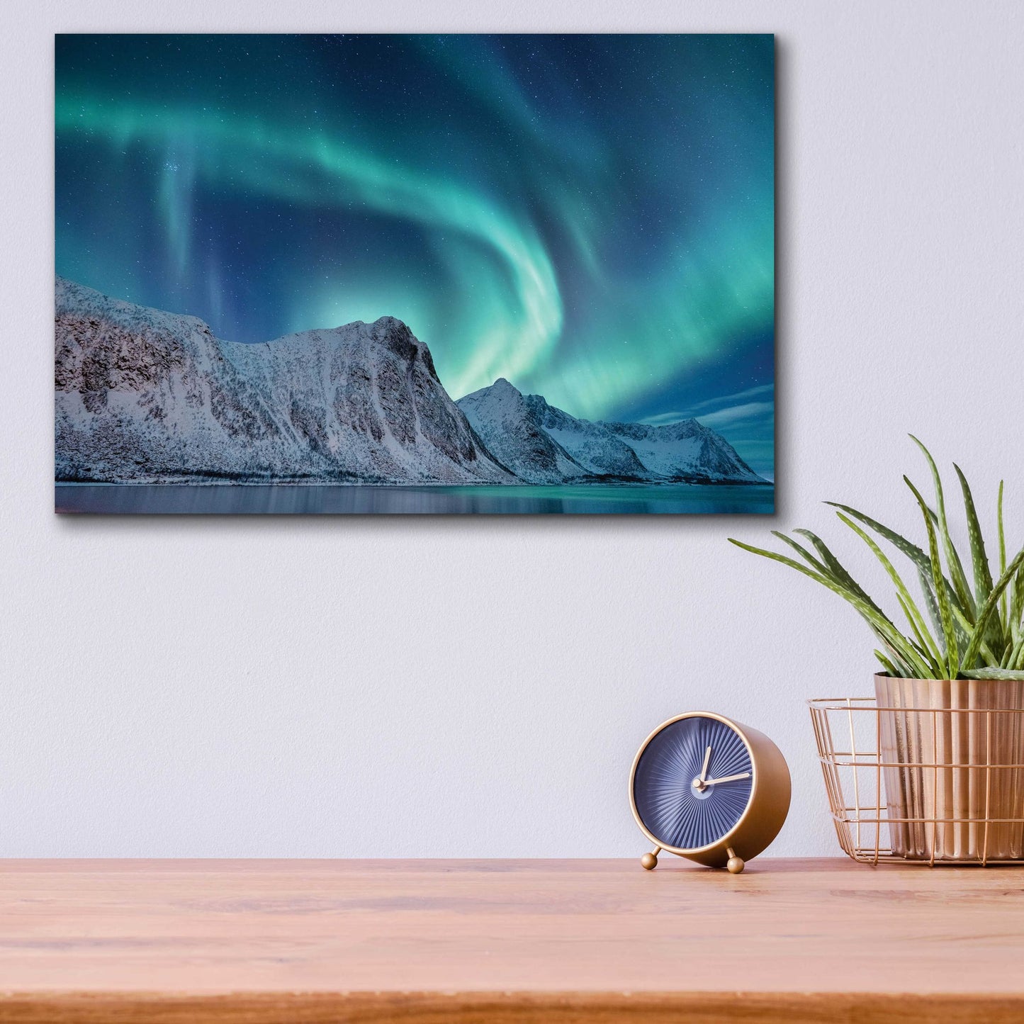 Epic Art 'Aurora Borealis In Norway Green' by Epic Portfolio, Acrylic Glass Wall Art,16x12