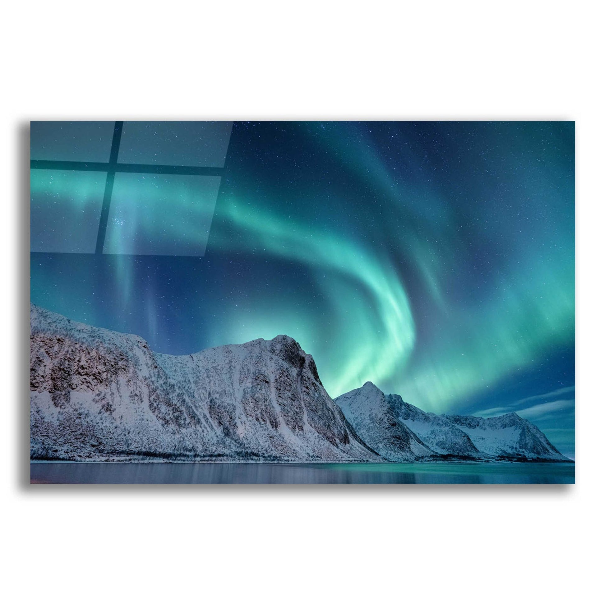 Epic Art 'Aurora Borealis In Norway Green' by Epic Portfolio, Acrylic Glass Wall Art,16x12