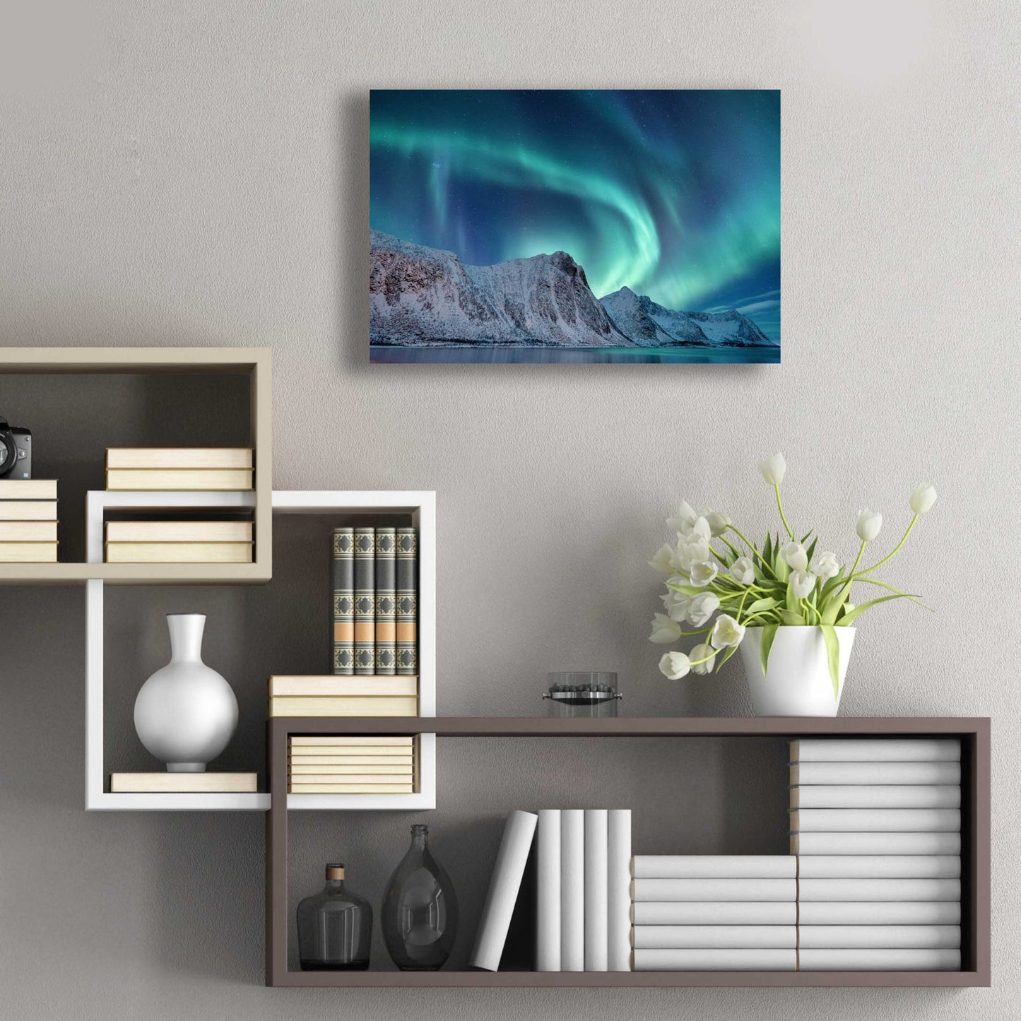 Epic Art 'Aurora Borealis In Norway Green' by Epic Portfolio, Acrylic Glass Wall Art,24x16