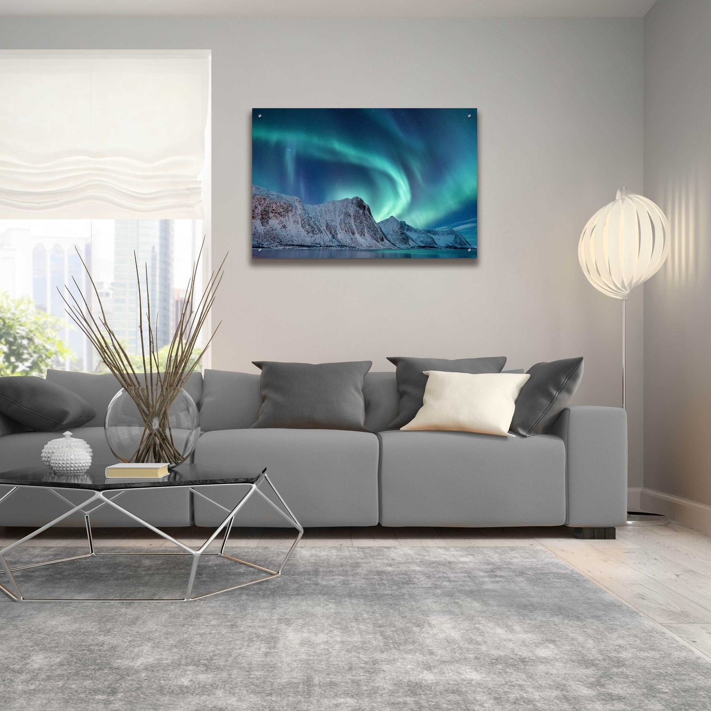 Epic Art 'Aurora Borealis In Norway Green' by Epic Portfolio, Acrylic Glass Wall Art,36x24