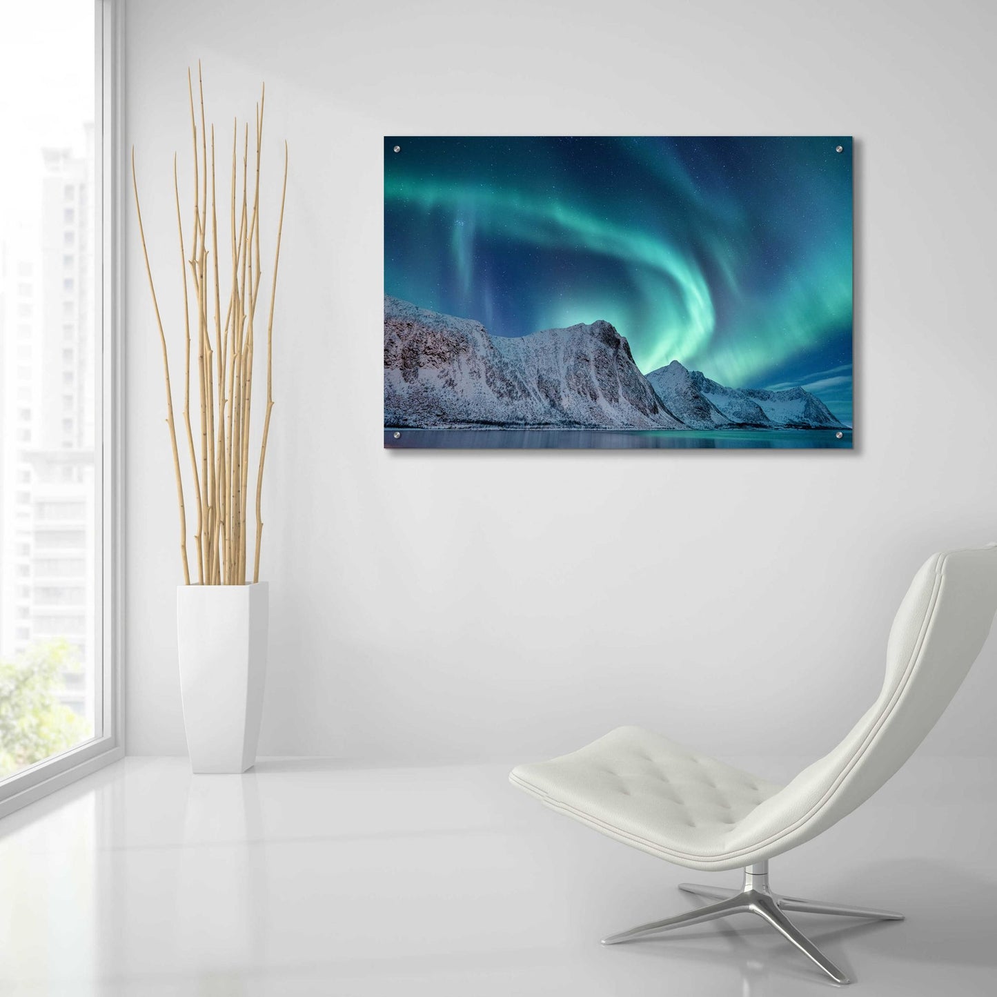 Epic Art 'Aurora Borealis In Norway Green' by Epic Portfolio, Acrylic Glass Wall Art,36x24