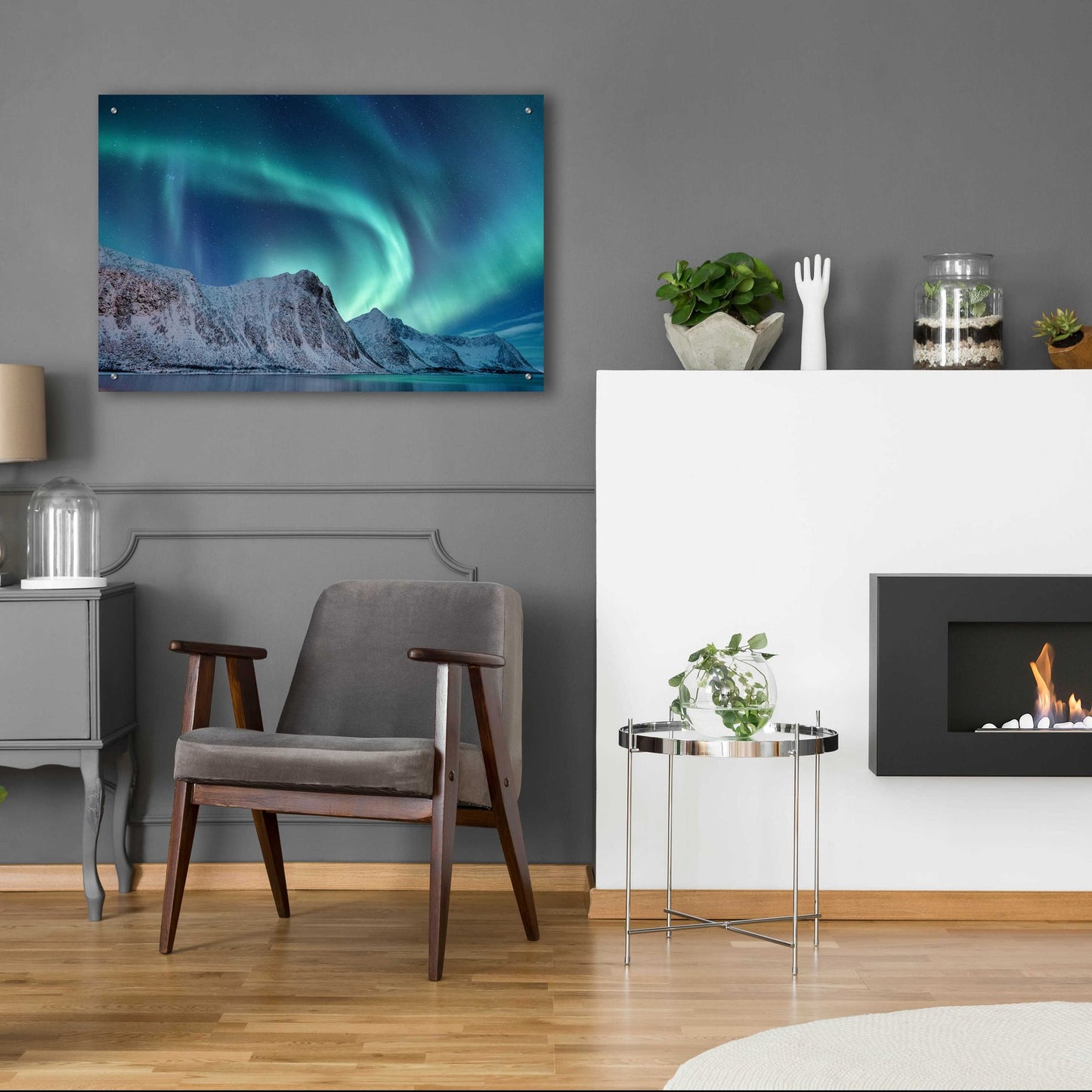 Epic Art 'Aurora Borealis In Norway Green' by Epic Portfolio, Acrylic Glass Wall Art,36x24