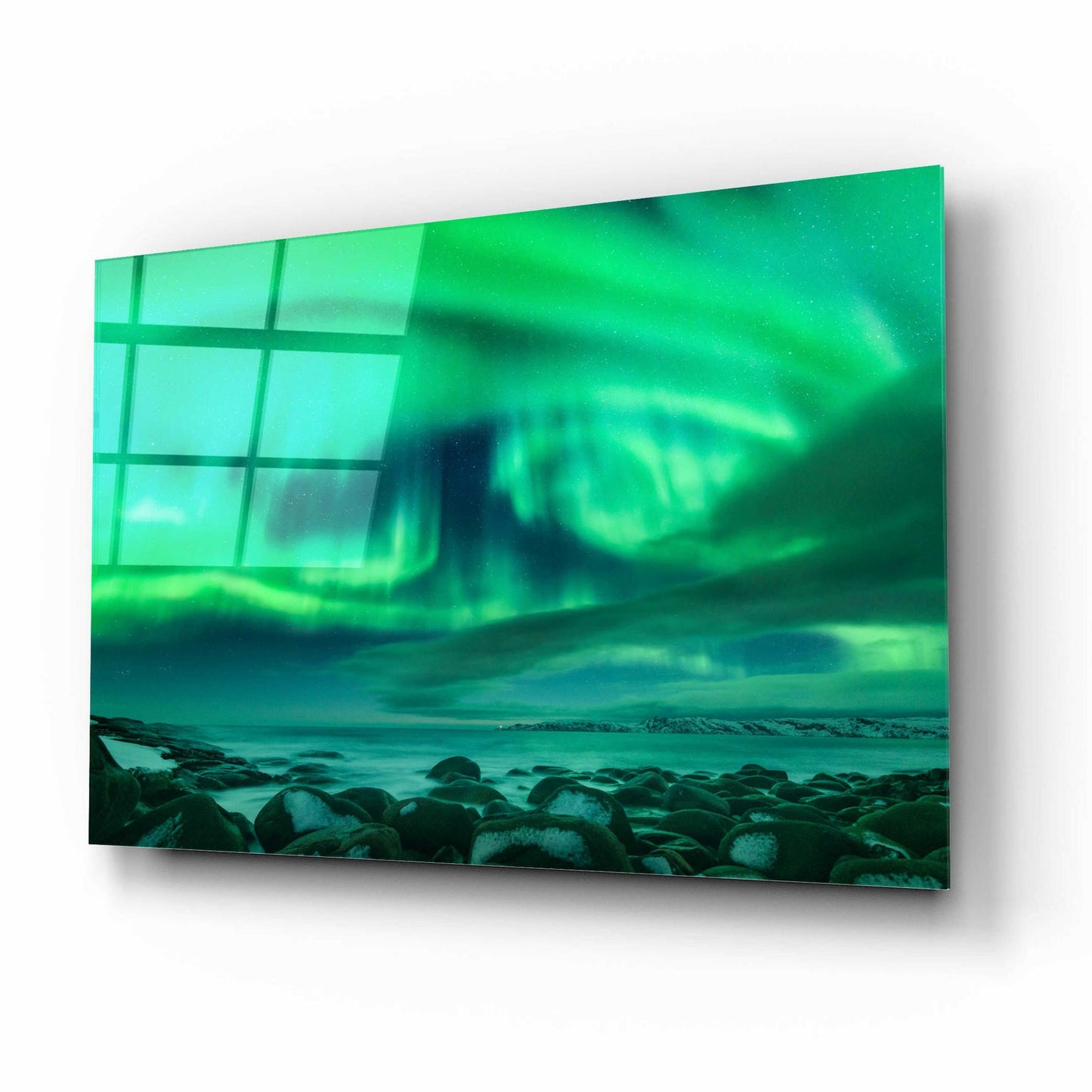 Epic Art 'Aurora Borealis Over Ocean' by Epic Portfolio, Acrylic Glass Wall Art,16x12