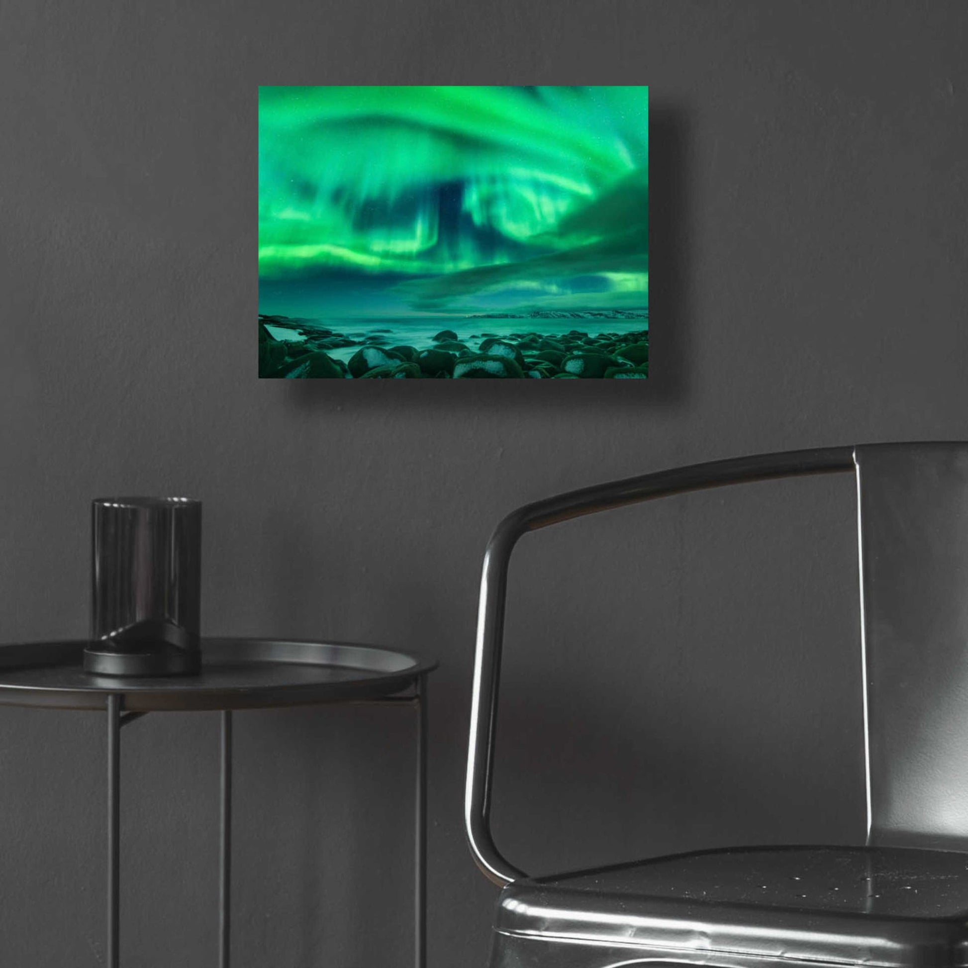 Epic Art 'Aurora Borealis Over Ocean' by Epic Portfolio, Acrylic Glass Wall Art,16x12