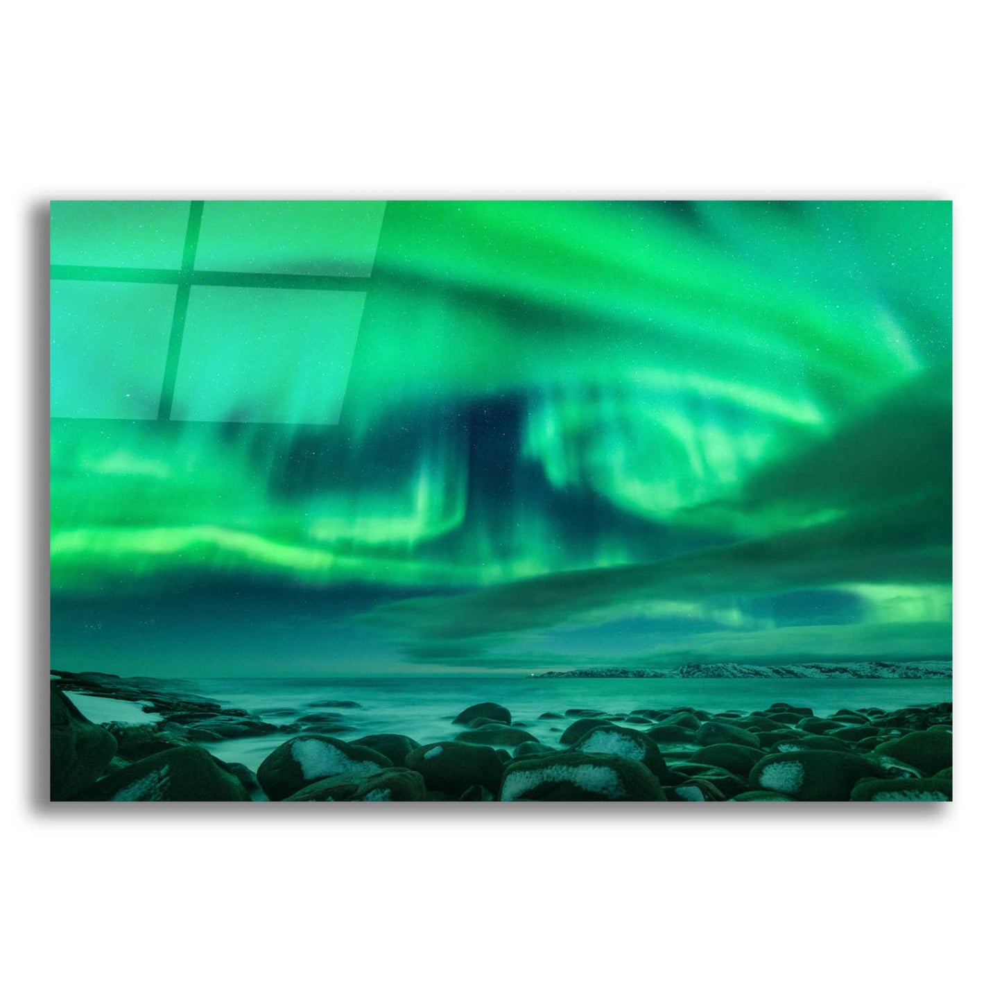 Epic Art 'Aurora Borealis Over Ocean' by Epic Portfolio, Acrylic Glass Wall Art,16x12