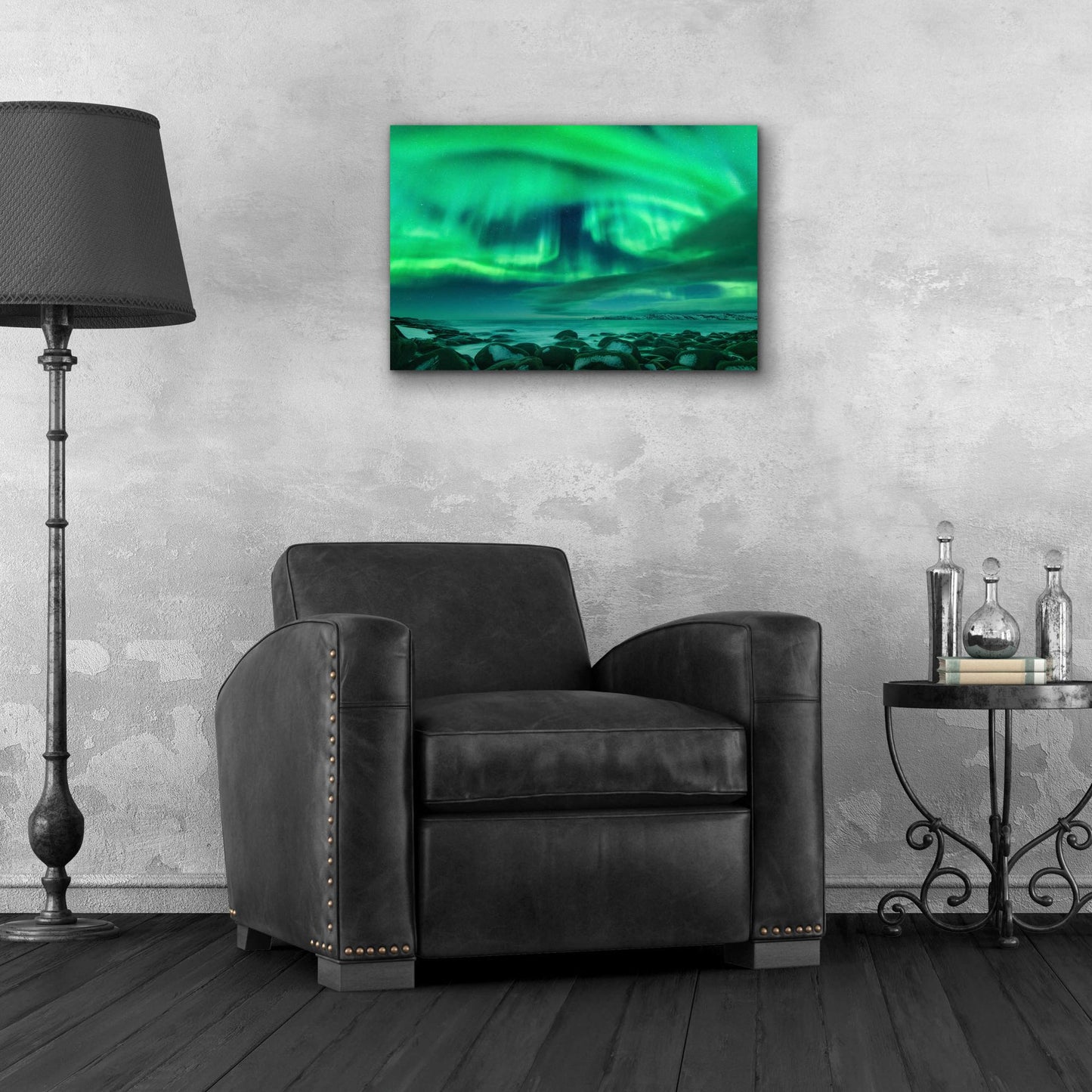 Epic Art 'Aurora Borealis Over Ocean' by Epic Portfolio, Acrylic Glass Wall Art,24x16