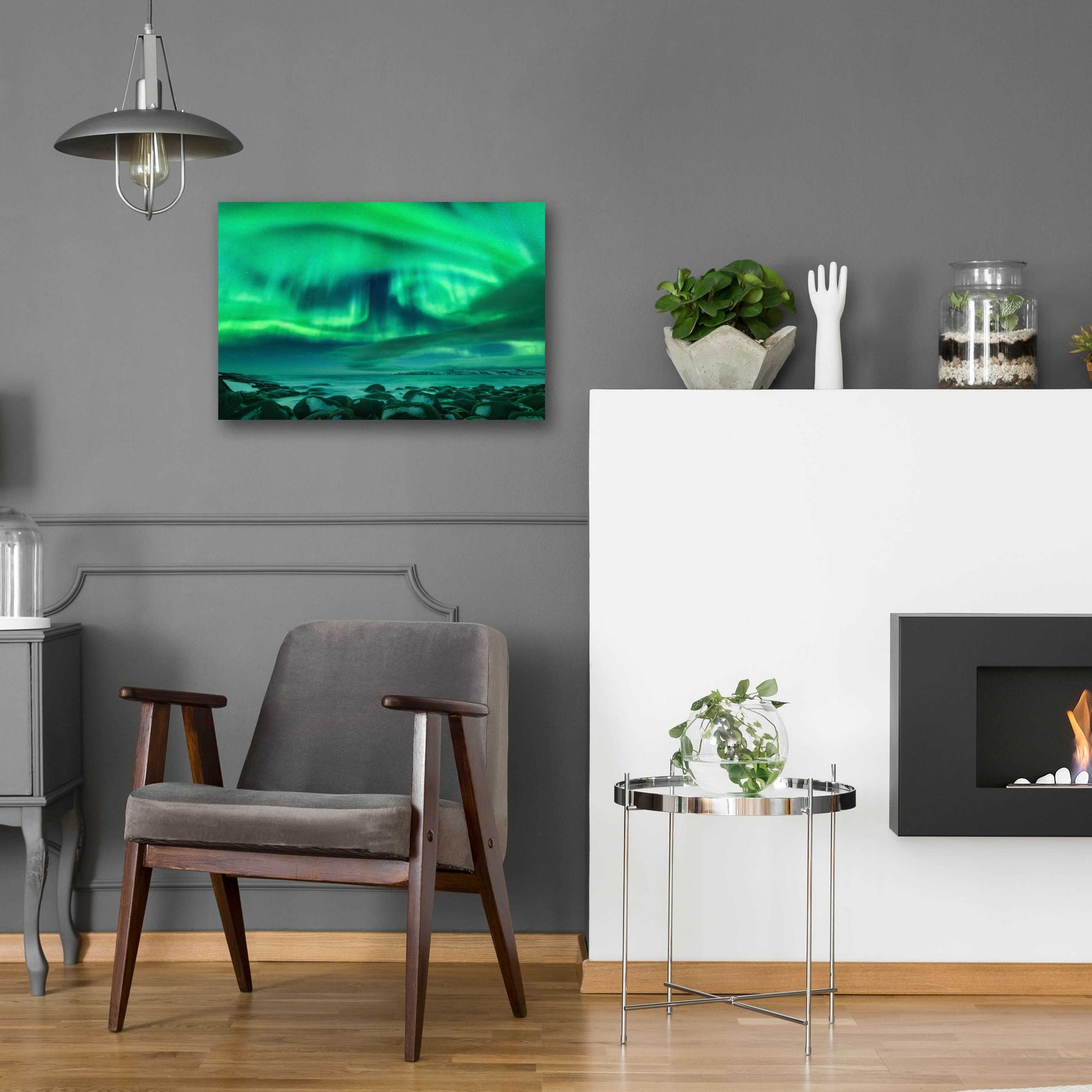 Epic Art 'Aurora Borealis Over Ocean' by Epic Portfolio, Acrylic Glass Wall Art,24x16