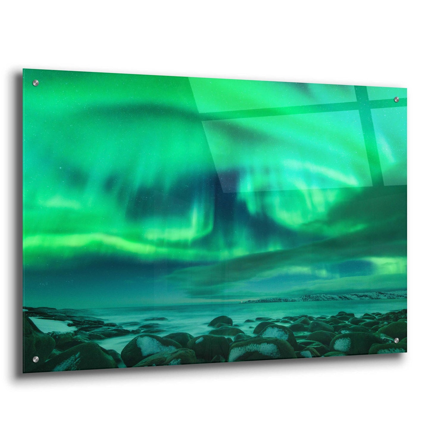 Epic Art 'Aurora Borealis Over Ocean' by Epic Portfolio, Acrylic Glass Wall Art,36x24