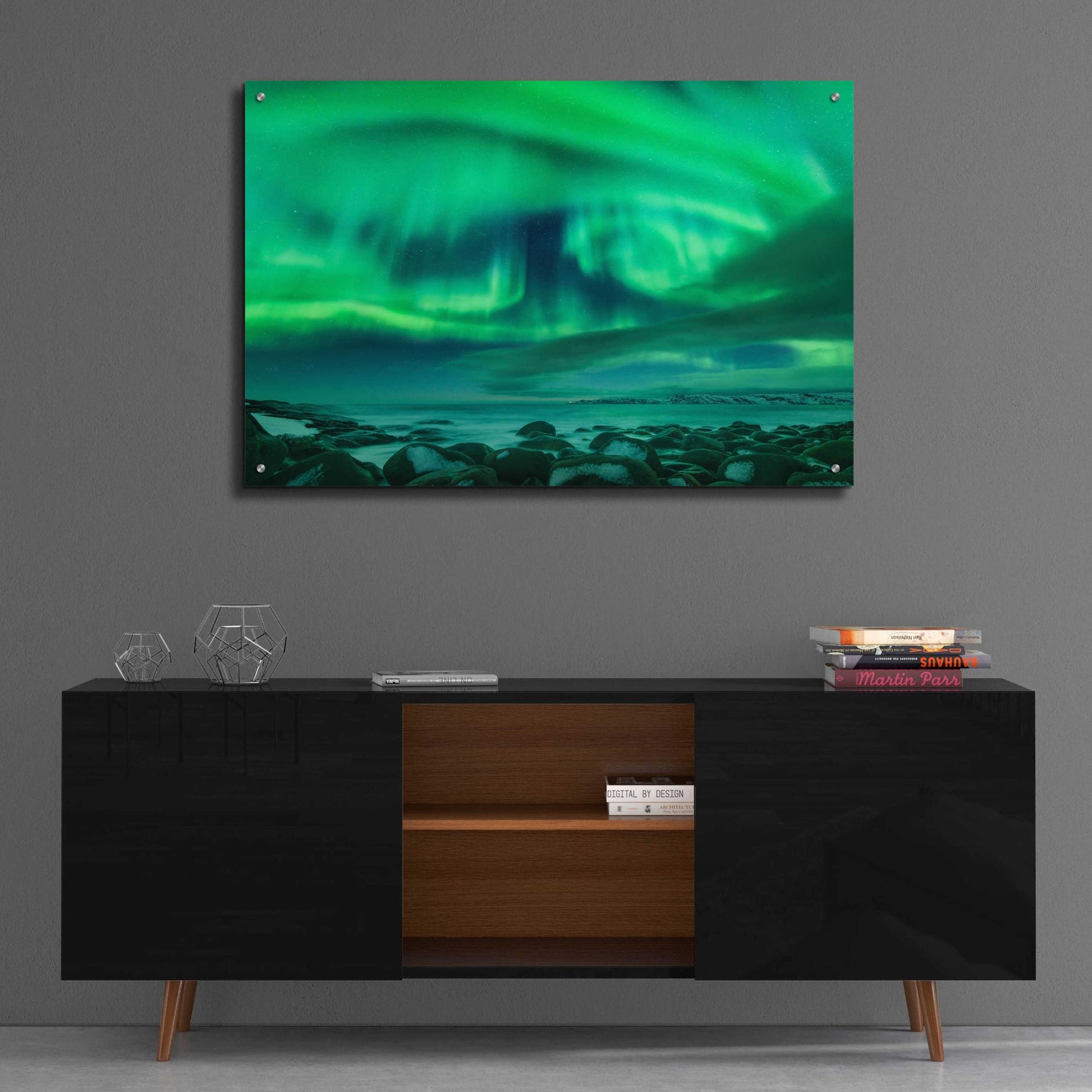 Epic Art 'Aurora Borealis Over Ocean' by Epic Portfolio, Acrylic Glass Wall Art,36x24