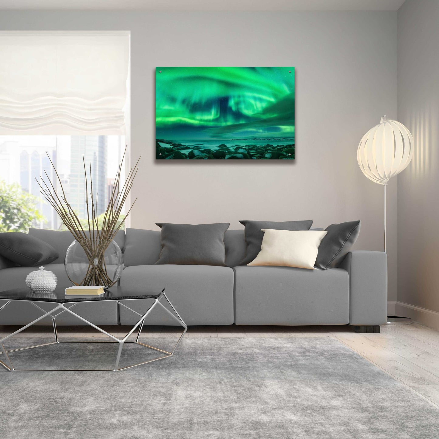 Epic Art 'Aurora Borealis Over Ocean' by Epic Portfolio, Acrylic Glass Wall Art,36x24