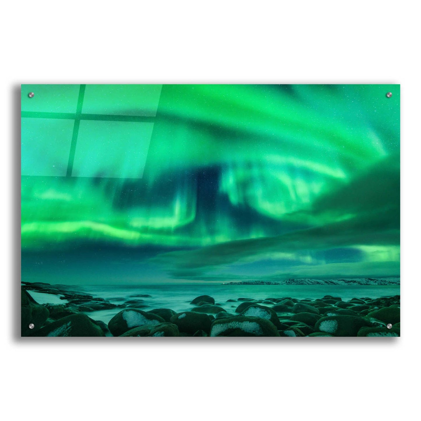 Epic Art 'Aurora Borealis Over Ocean' by Epic Portfolio, Acrylic Glass Wall Art,36x24