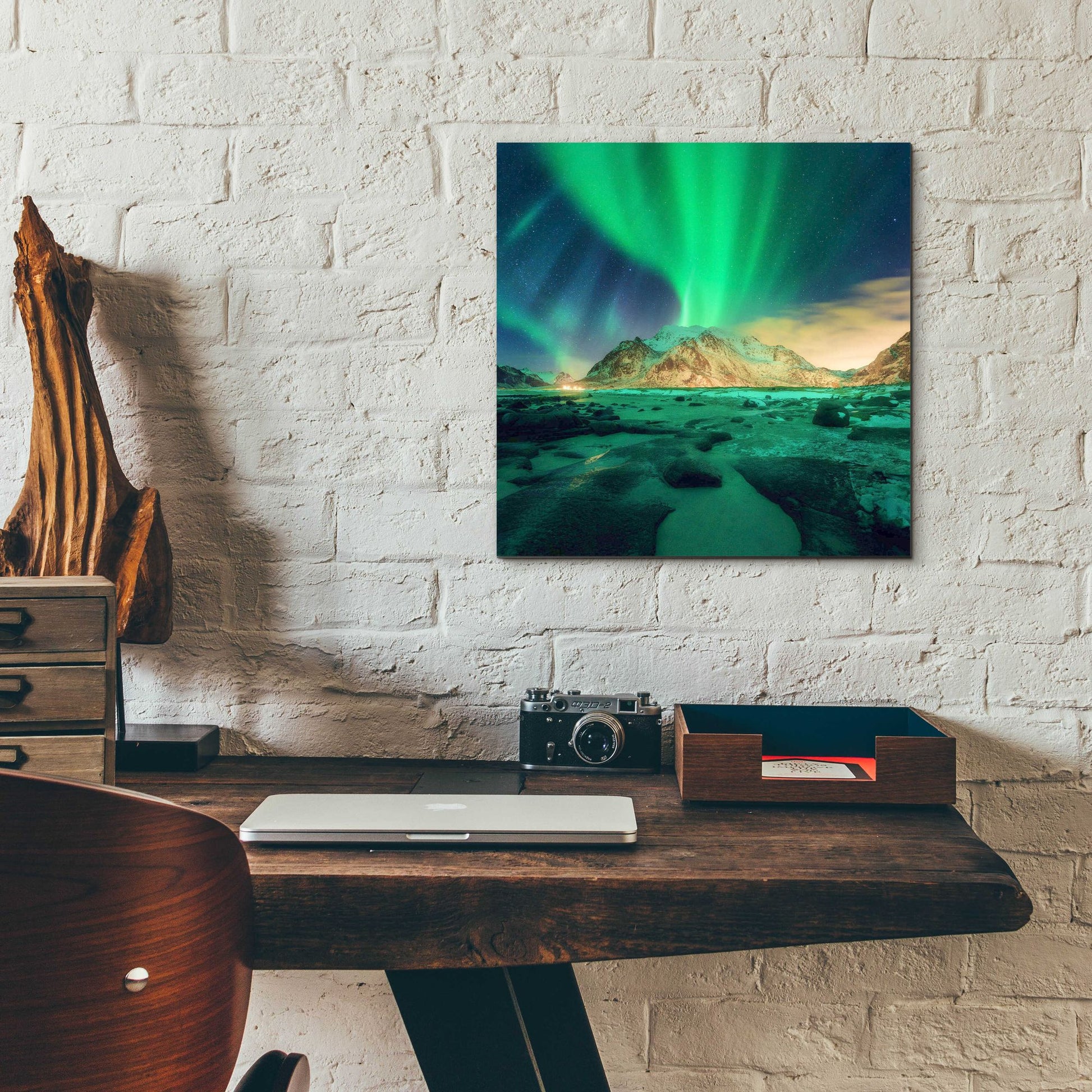 Epic Art 'Aurora Over Snowy Mountains' by Epic Portfolio, Acrylic Glass Wall Art,12x12