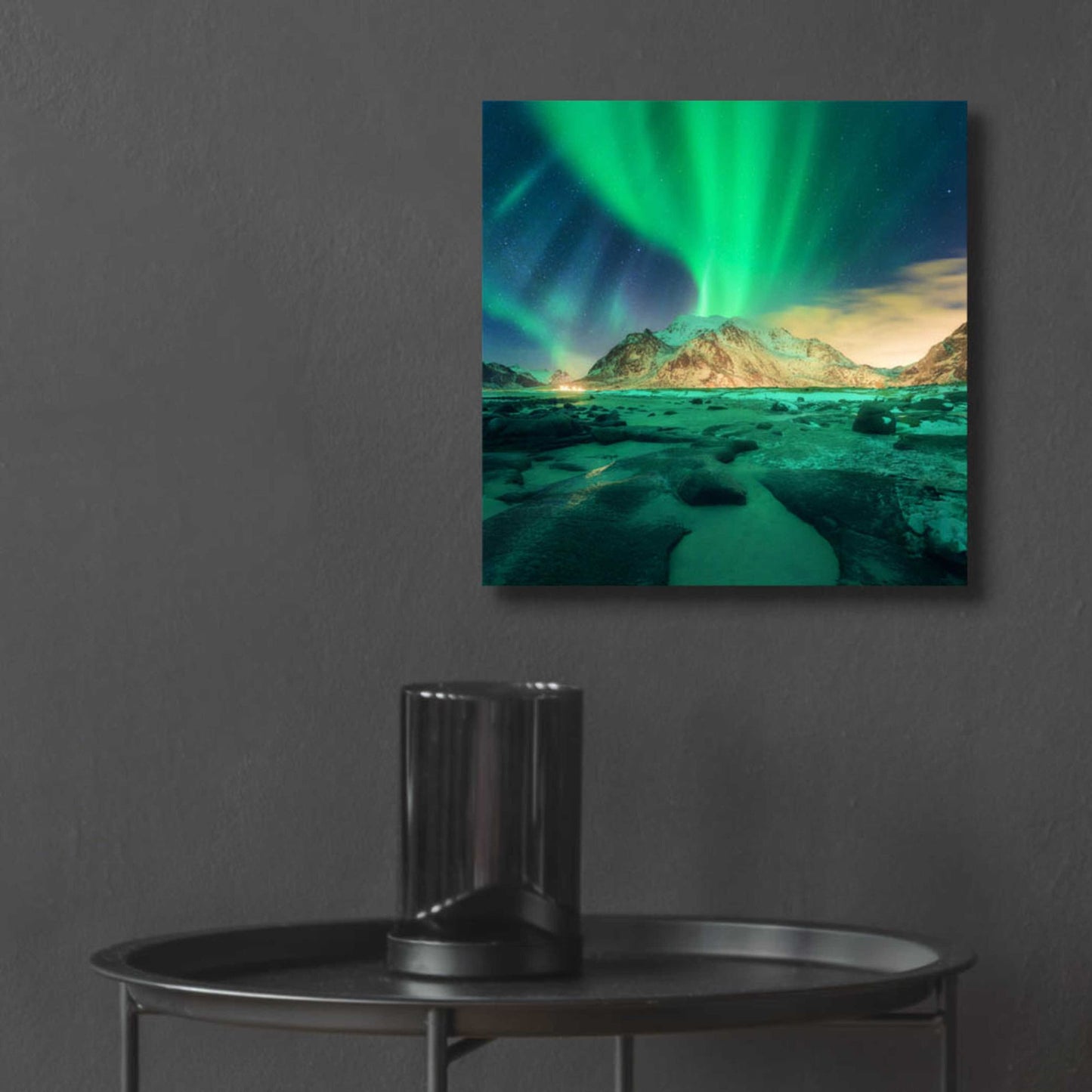 Epic Art 'Aurora Over Snowy Mountains' by Epic Portfolio, Acrylic Glass Wall Art,12x12