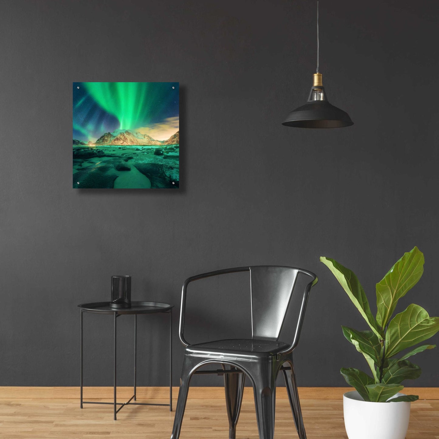 Epic Art 'Aurora Over Snowy Mountains' by Epic Portfolio, Acrylic Glass Wall Art,24x24